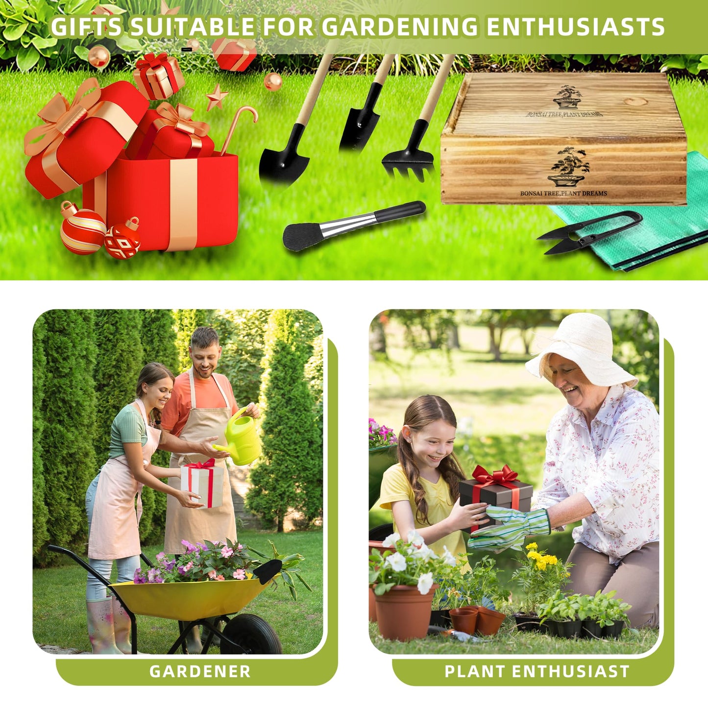 Bonsai Tree Growing Kit - All-in-One plant repotting mat Gardening Tools & User Manual, Unique Gift for Plant Lovers (Seeds Not Included)Gardening Gifts for Women Men Mom Father Birthday Thanksgiving