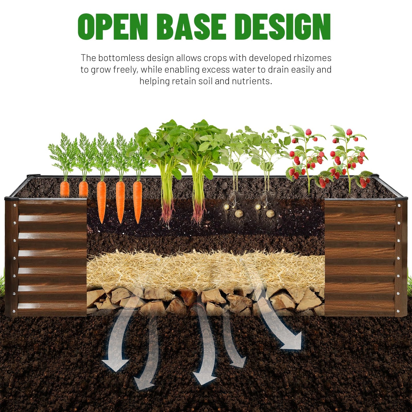 SnugNiture 2-Pack 8x2x2FT Galvanized Raised Garden Bed Kit, Metal Planter Box for Planting Plants Vegetables, Brown