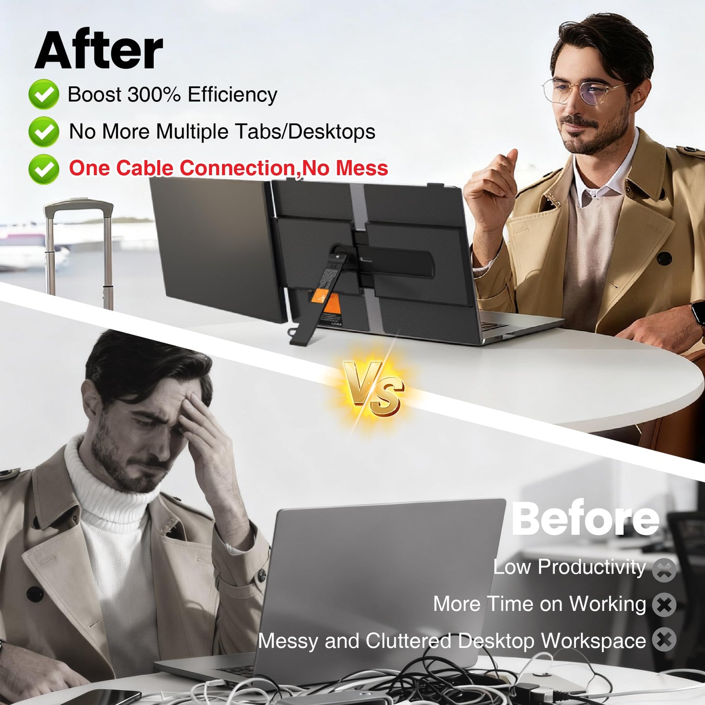 Venraty Ultra Thin Laptop Screen Extender, Lightweight Portable Monitor 14" 1080P FHD Monitor for Laptop, Fit for 13-17" Laptops,Plug & Play Compatiable with Win/Mac/Chrome/Android