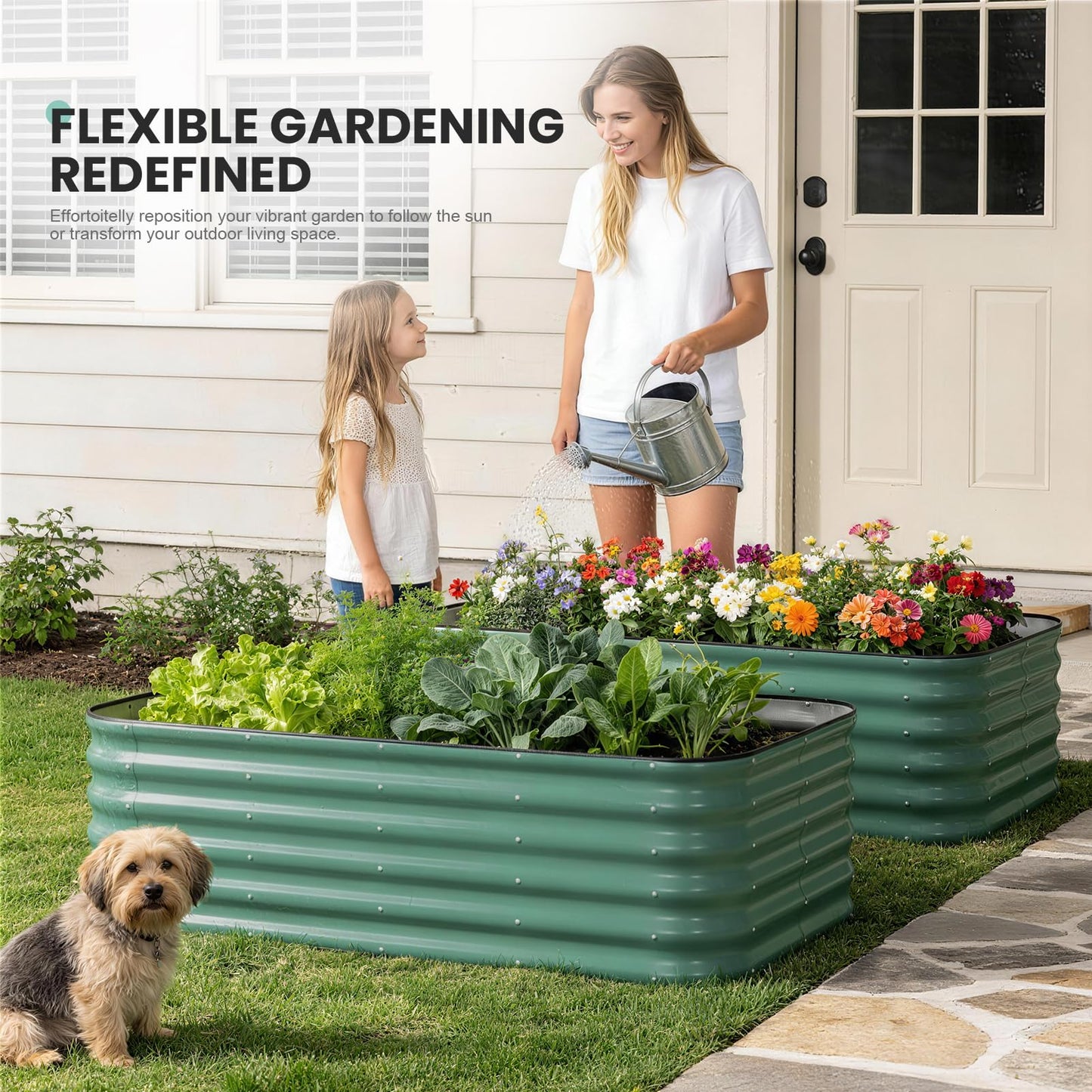5×3×1.4FT Galvanized Raised Garden Bed Outdoor, Metal Raised Garden Bed Kit, Large Planter Raised Beds, 4 In1 Modular Raised Planter Box Outdoor,Raised Beds for Gardening for Vegetables Flowers Herbs