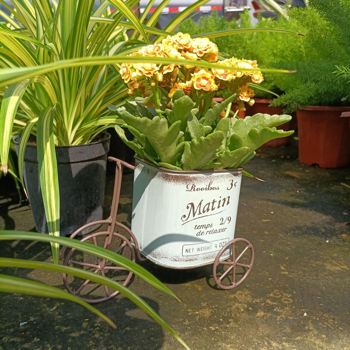 Decours Portable Garden Cart Mobile Plant Stand Stylish Rolling Storage Rack for Pots and Decoration Balconies Flowers Holder Outdoor Flowers Holder