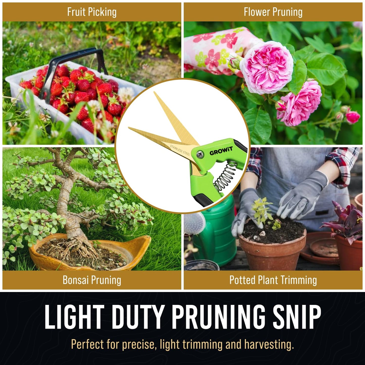 8.5" Professional Bypass Pruning Shears & Gardening Scissors Set - Super Sharp Premium Garden Shears | Pruning Shears For Gardening, Garden Hedge Clippers Handheld Pruners - Garden Scissors
