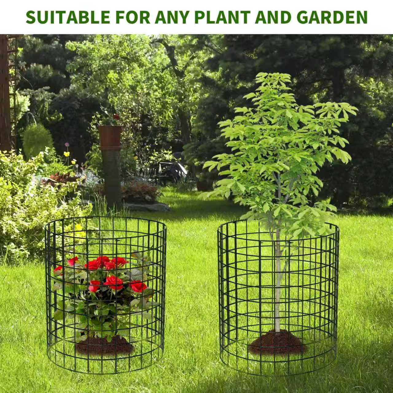 10 Packs Round Plant Protector from Animals,Metal Wire Mesh Garden Plant Cages for Outdoor Gardening Supplies, Garden Protection Rabbits Chickens Ducks for Vegetables, Flowers, Shrubs (12'' x 12'')