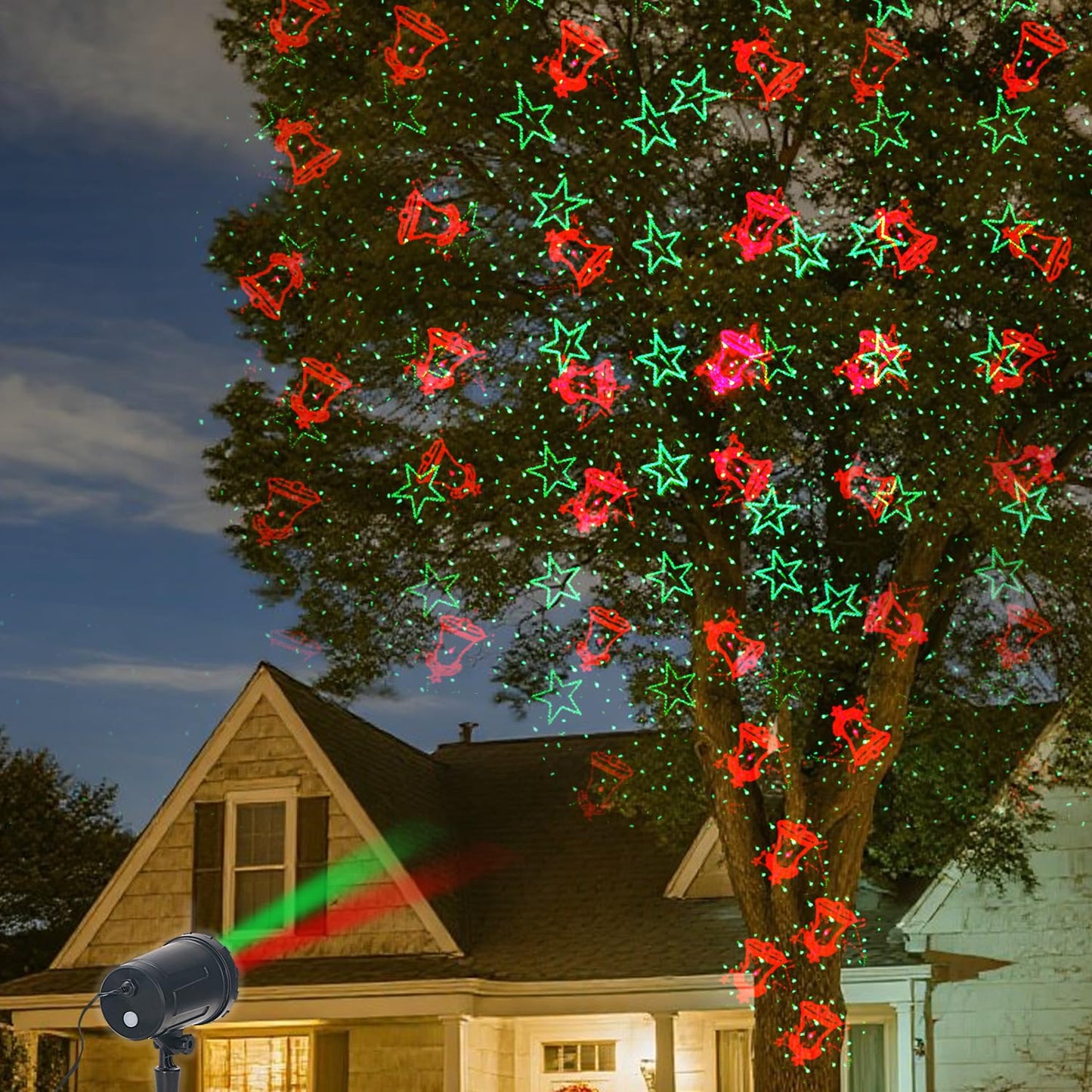 2-Pack Christmas Projector Lights Outdoor Laser Projection with Remote & Bonus Timer – 8 Festive Red & Green Patterns, IP65 Waterproof Xmas Laser Light for Lawn, Garden, Yard & Patio Decorations