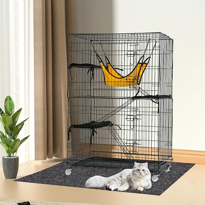 Large Bird Cage Mat, Under Pet Cage Mat, Absorbent/Waterproof Felt Pad for Bird Cages, Reptile Aquariums, Dog Kennels, with Non-Slip Backing for Hard Floors and Surfaces (36 x 36 inch)