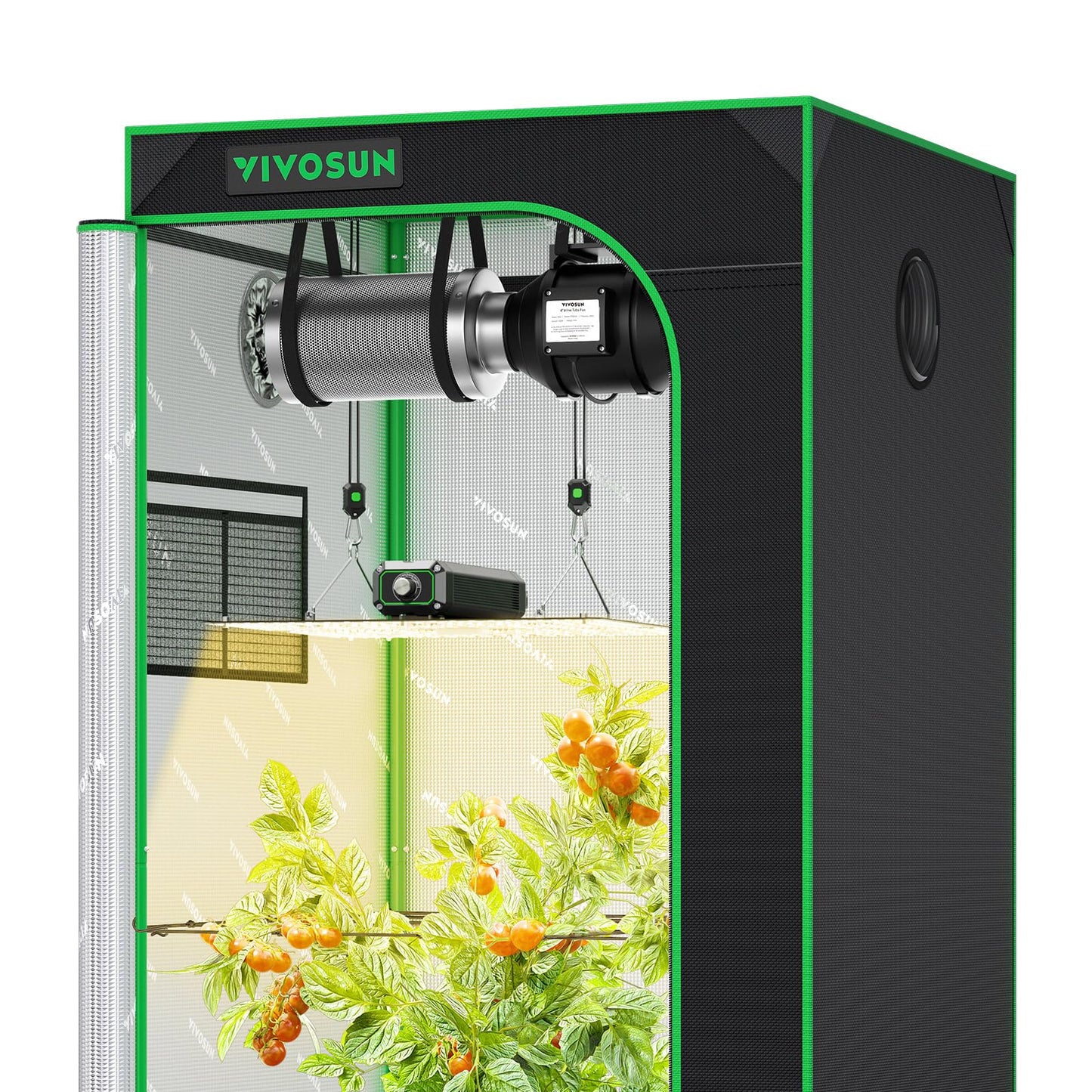 VIVOSUN Grow Tent Kit, 2.7 × 2.7ft Complete Grow System, WiFi-Controlled Grow System with Full Spectrum LED Grow Light, Automatic Ventilation, GrowHub Outlet A22 with Temperature and Humidity Sensor