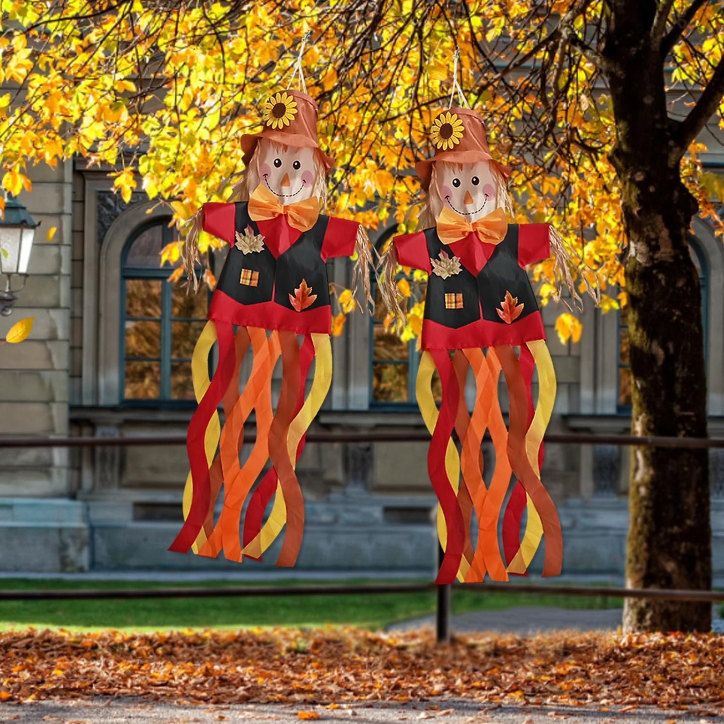 THQZLH Scarecrow Windsock - Fun and Festive Outside Decorations for Your Yard