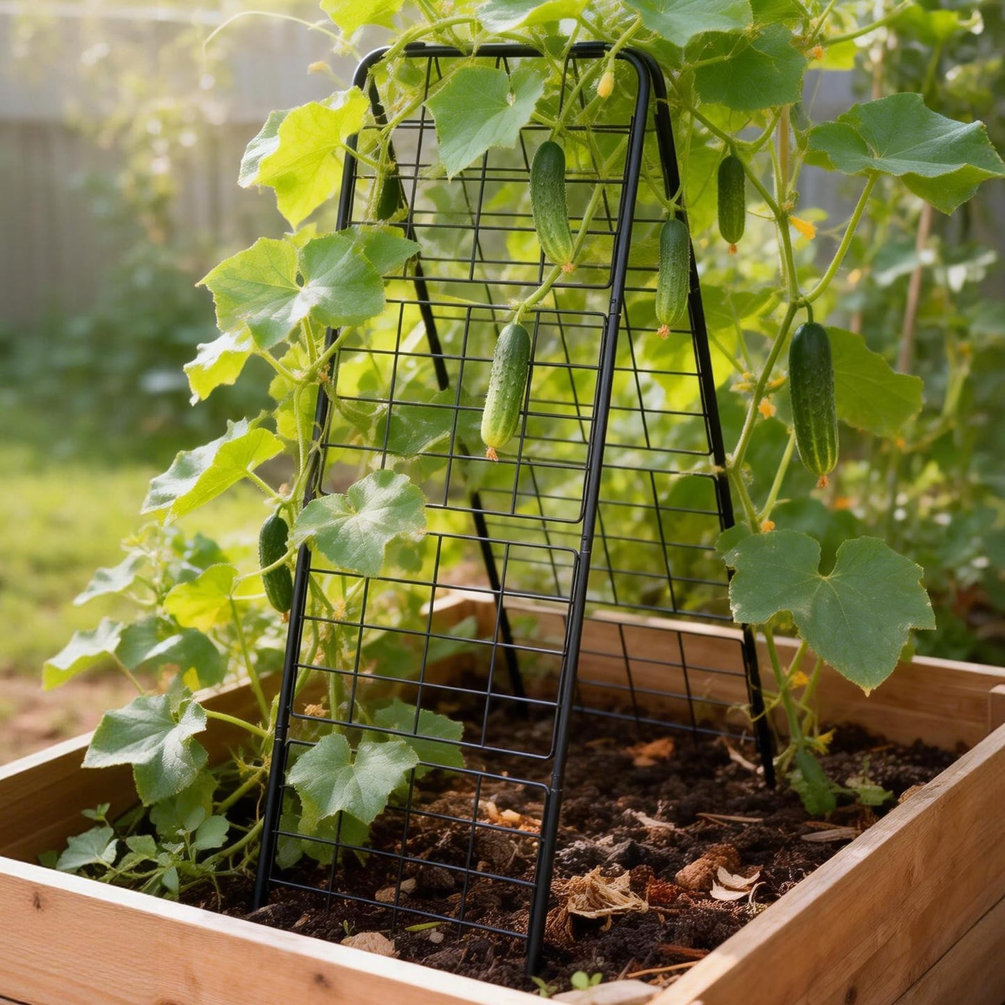 2 Pack Heavy Duty Adjustable A-Frame Garden Trellis for Climbing Plants 50"x17" , Reinforced Metal Plant Support for Raised Beds, Ideal for Tomatoes, Cucumbers & Outdoor Vines (Black)