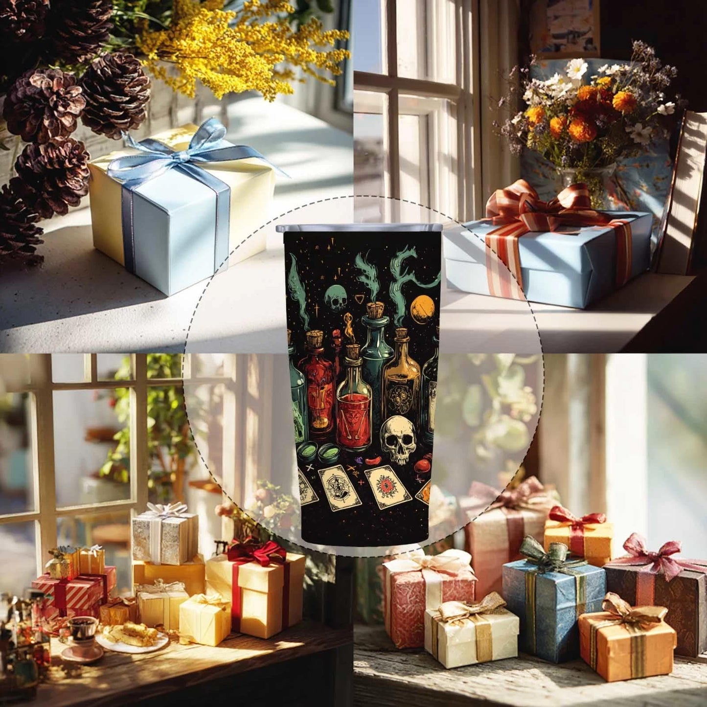 MtoLatap Witchy Apothecary 20oz Travel Tumbler | Stainless Steel Vacuum Insulated | Mug with Leak Proof Lid & Telescope Straw | Hot & Cold Coffee Cup | Halloween Gifts for Men and Women