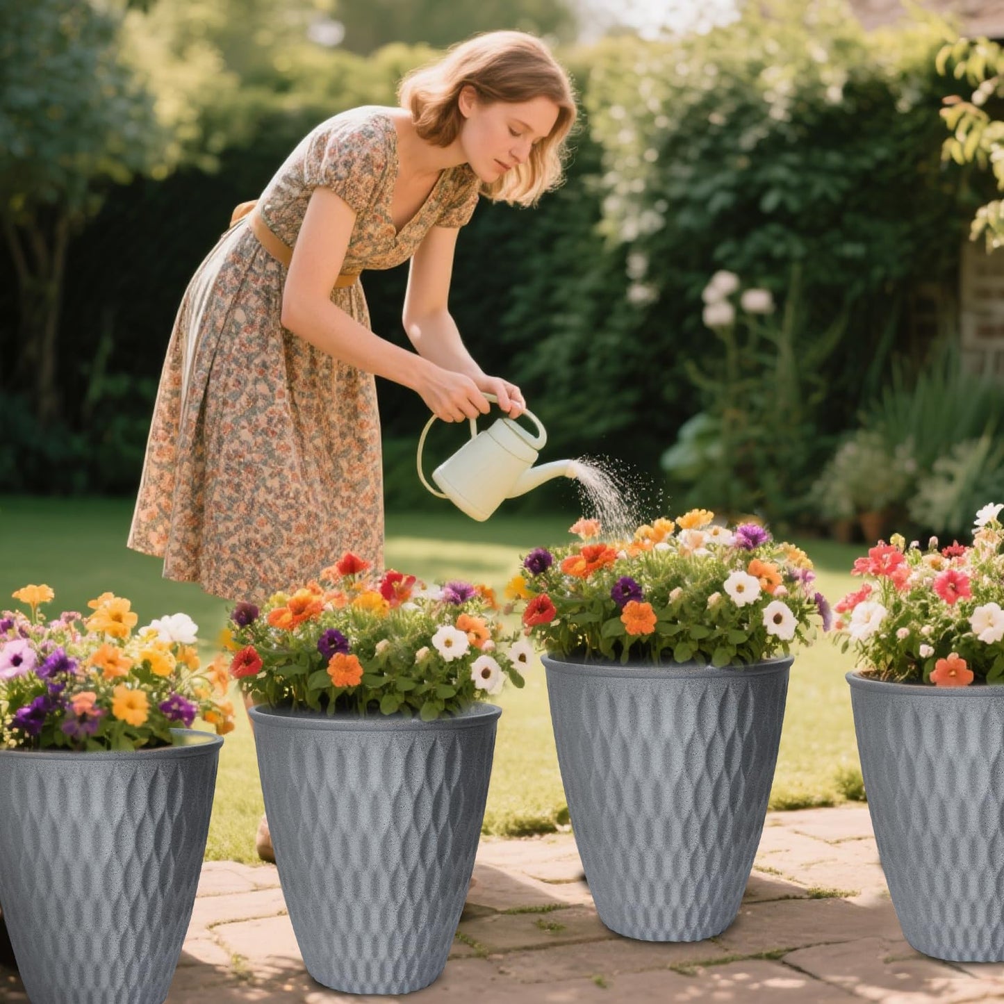 WEICHENGXING 13 Inch Large Plant Pot, 2Pack Big Planter, Matte Grey Durable Lightweight Flower Pot Garden Containers for Indoor and Outdoor Plants, Porch, Patio, Backyard, Room & Office Décor