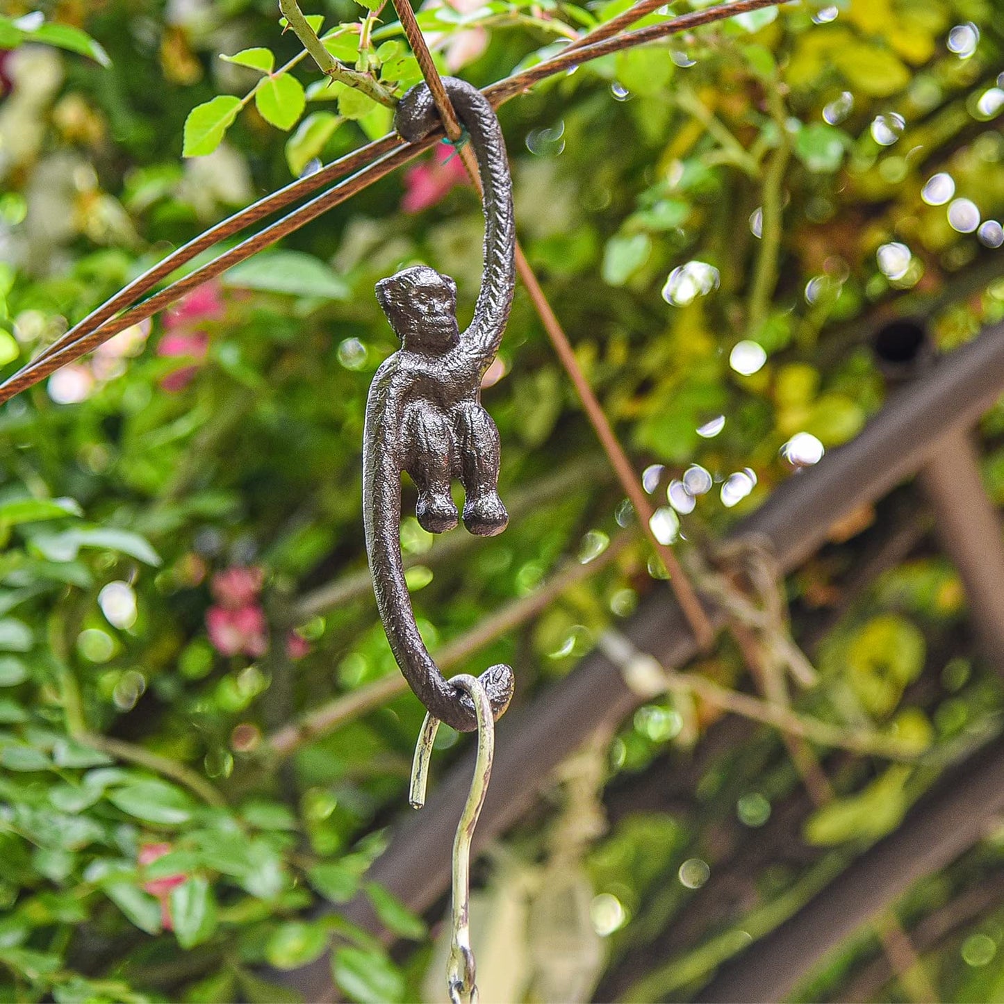 Sungmor Cast Iron Plant Hangers, 2PC Monkey Hooks, 7.9 Inch Large S Planter Hanger, Ceiling Extender Hooks for Hanging Plants, Flower Basket, Plant Pot, Macrame Plant Holder, Lantern, Windchime