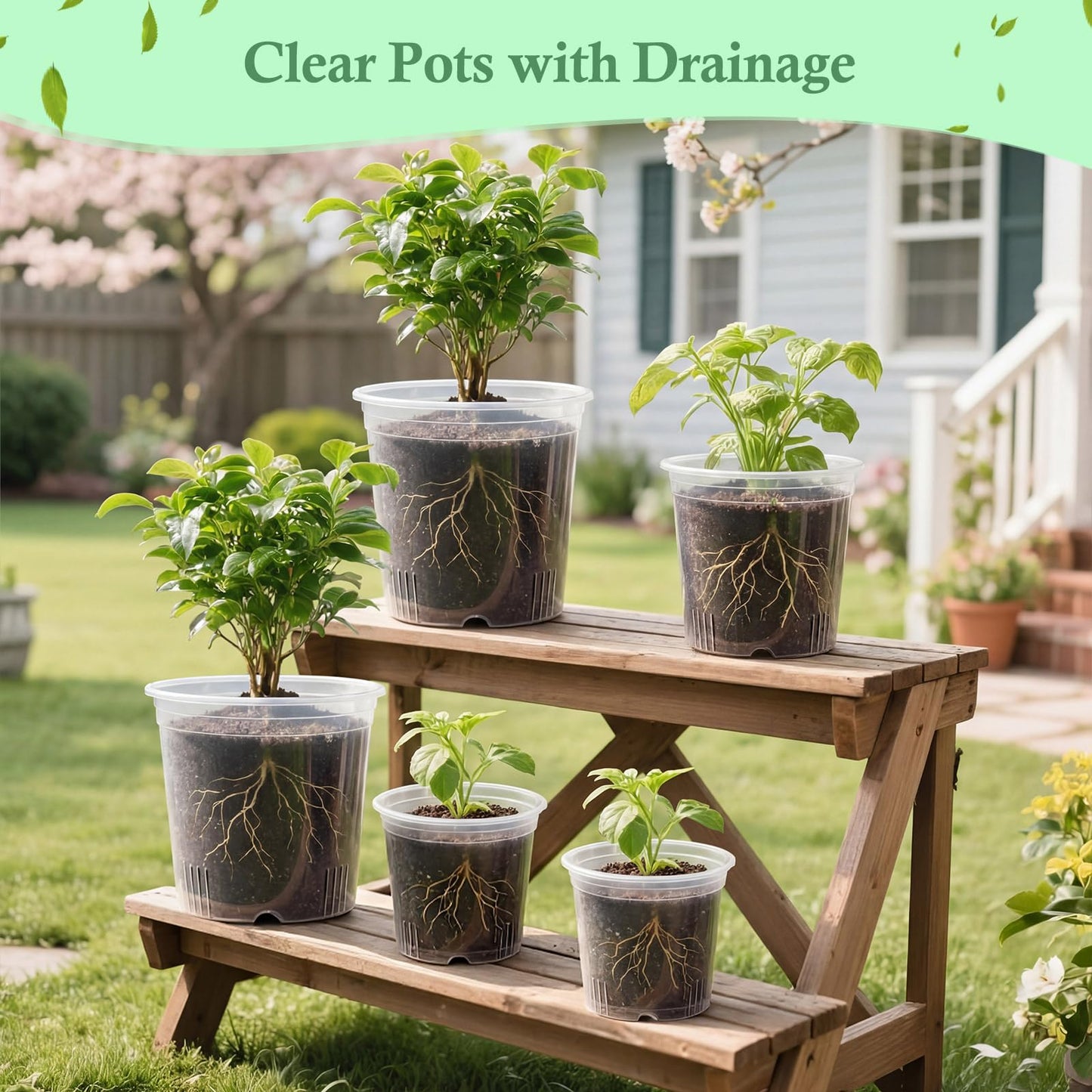 Ziliny 12 Pack 7.7/9.4/10.8 Inch Large Clear Nursery Pots for Plants Flexible Clear Plastic Nursery Pots with Drainage Hole Transparent Plastic Seedling Planter for Indoor Outdoor Rooting Visibility