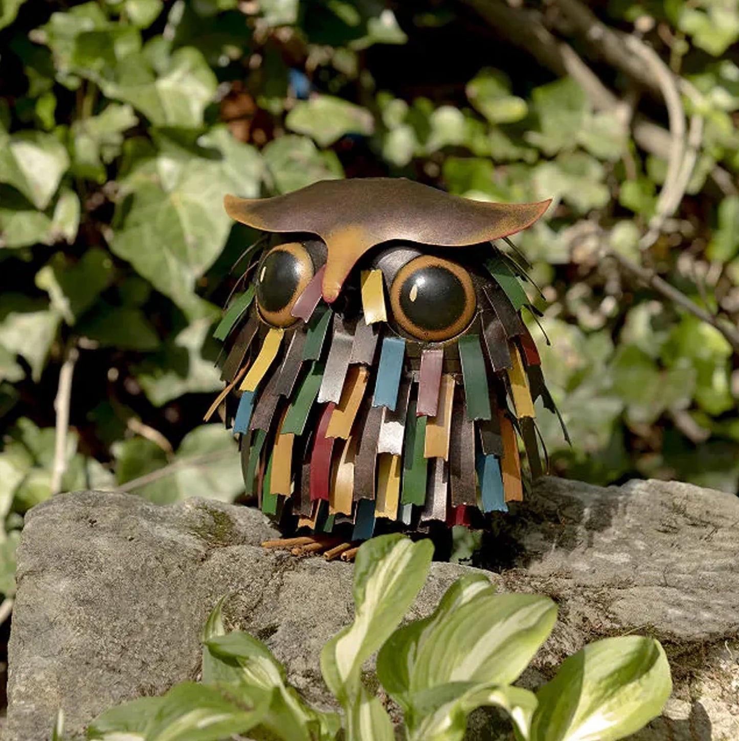 Gift Essentials GEBLUEG435 Spikey Owl Watering Can, Metal Owl Garden Decor