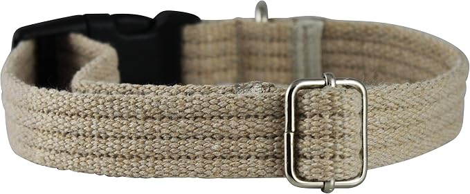 Dogs My Love Cotton Web Adjustable Dog Collar with Locking Device 4 Sizes Beige (Small: Neck 11.5"-15.5"; Width 1/2")
