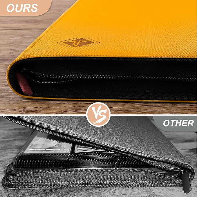 Trading Card Binder, Card Binder Album Folder Book Fit for MTG Baseball Football Sports Cards, Easy to Use Card Collection Binder (Yellow, 432 Pockets)