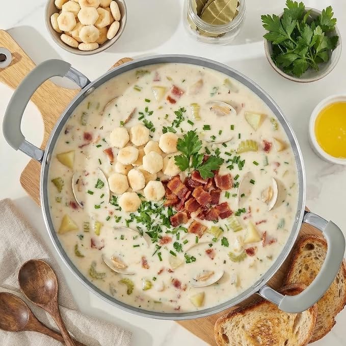 10 Quart Nonstick Stock Pot with Lid - BEZIA Ceramic Large Soup Pot, Big Pot with Silicone Handles, Easy Cleanup, Compatible with All Cooktops, Perfect for Roasts, Large Batches & Holiday Cooking