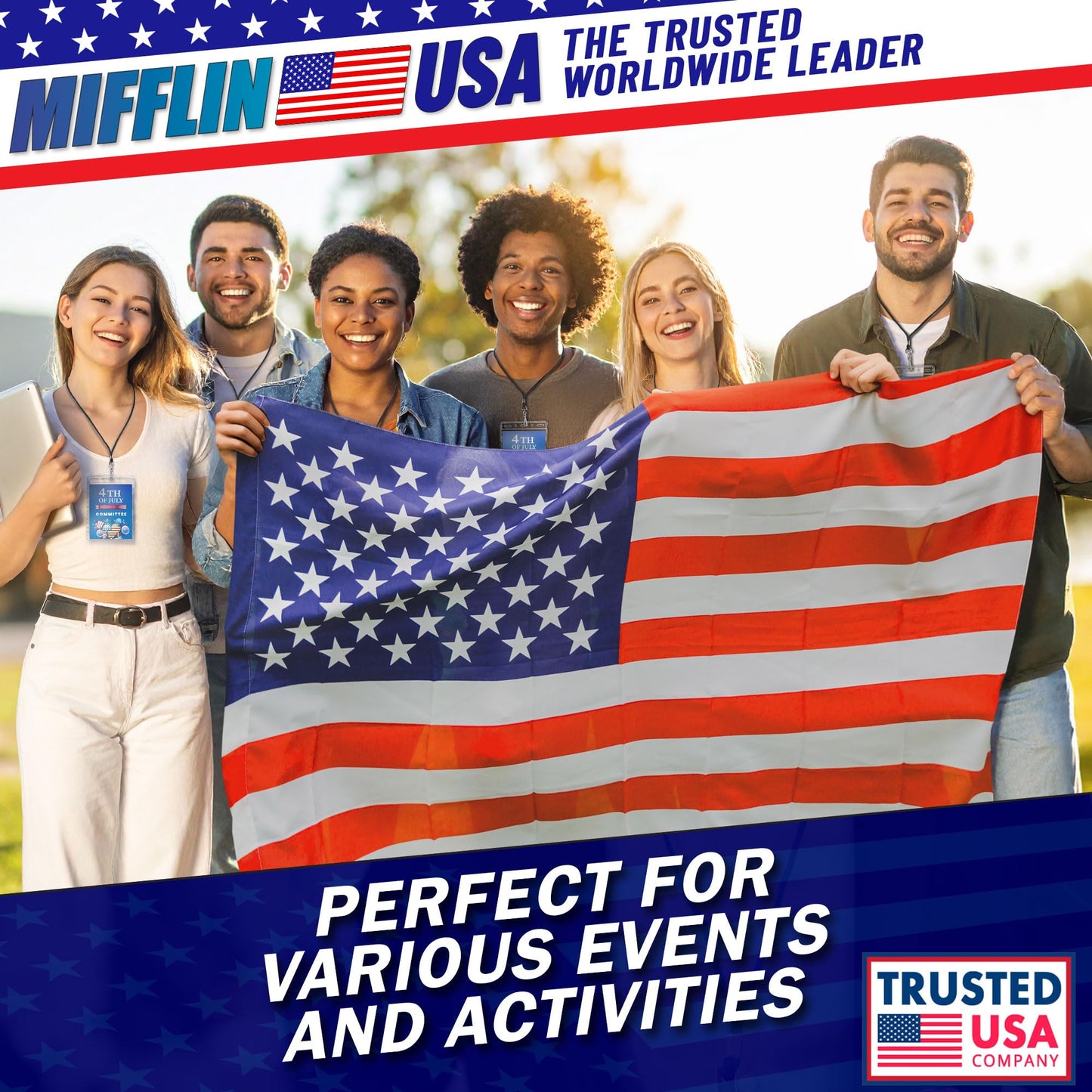 Mifflin-USA Passport & Card Holders (Clear, 4x6 Inches, 100 Pack), Extra Large ID Name Badge Holder, Zipperless Vertical Plastic Card Holders