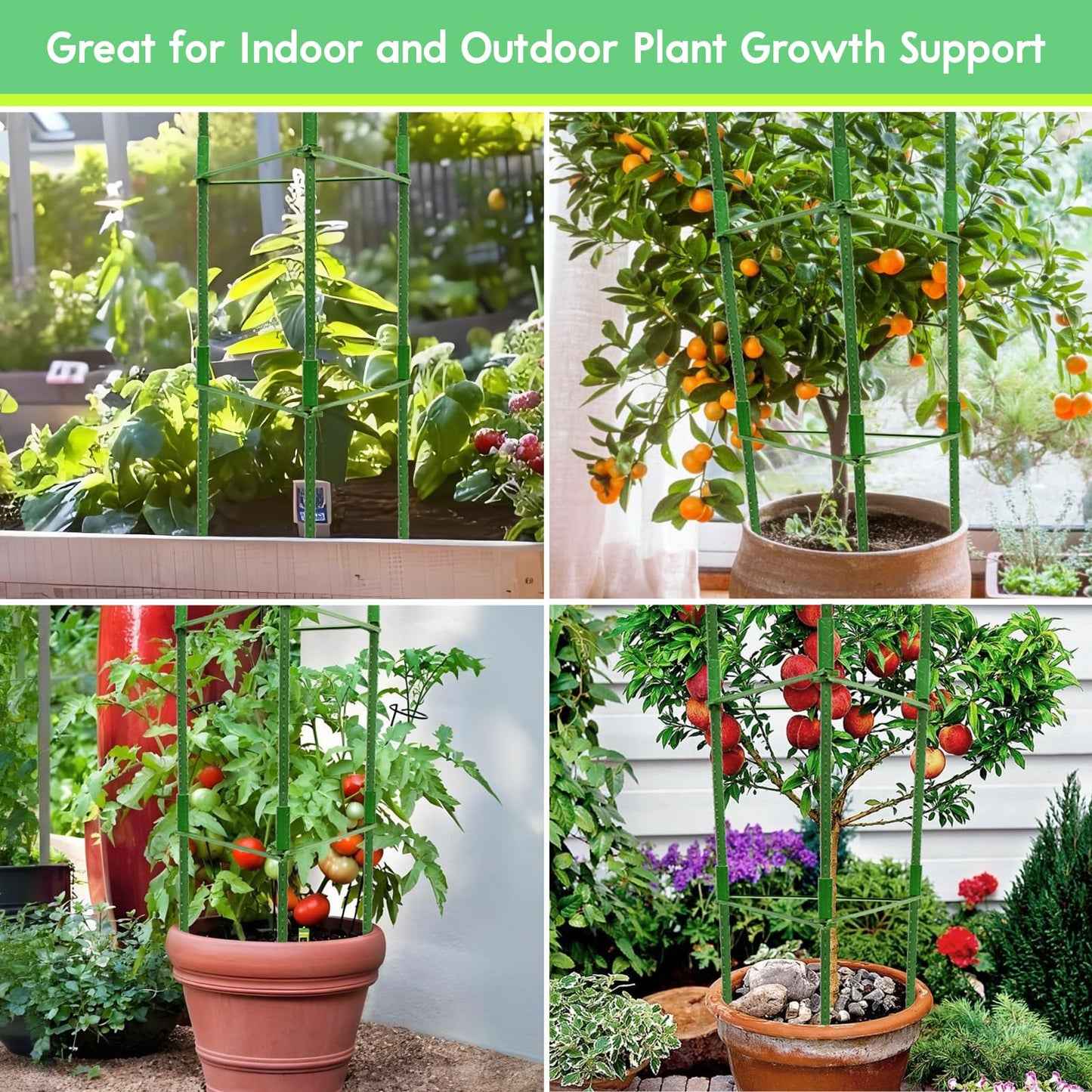 Riare 4 Pack 4 FT Tomato Cages for Garden- 48inches Heavy Duty Tomato Stakes and Supports, Adjustable Tall Tomato Plant Support Trellis for Pots, Raised Garden Bed, Climbing Vegetables Plants
