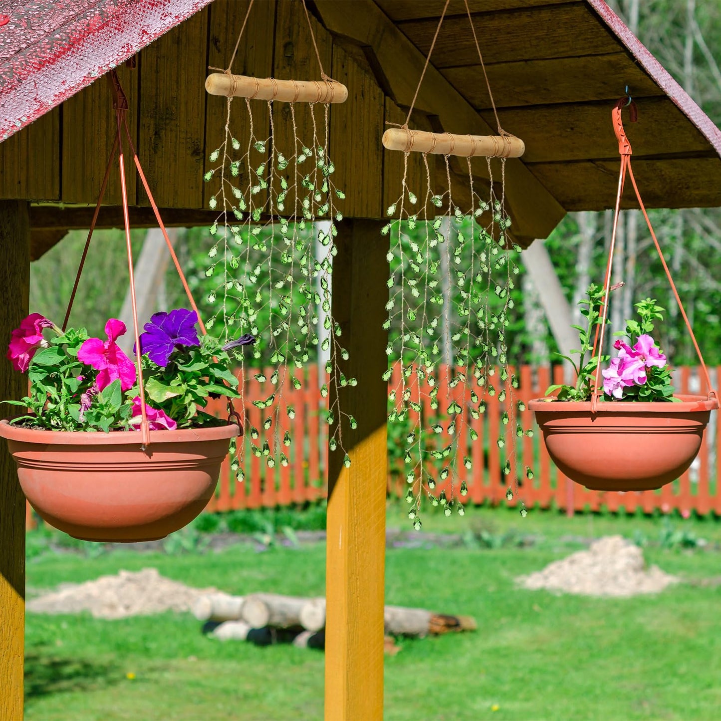 Suncalla 2 Pcs Crystal Suncatchers for Window Boho Decor Hanging Sun Catcher Making Rainbow Green Plants Artificial Crystal Prisms Wind Chime with Chain for Garden Home Wedding Ornament Gift