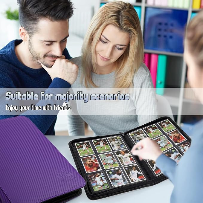 Trading Card Binder, Premium 9 Pocket Double Sided 540 Pocket PU Card Collection Binder, Collectible Trading Card Albums for MTG, TCG, Sport Card, Game Cards (Purple 1)