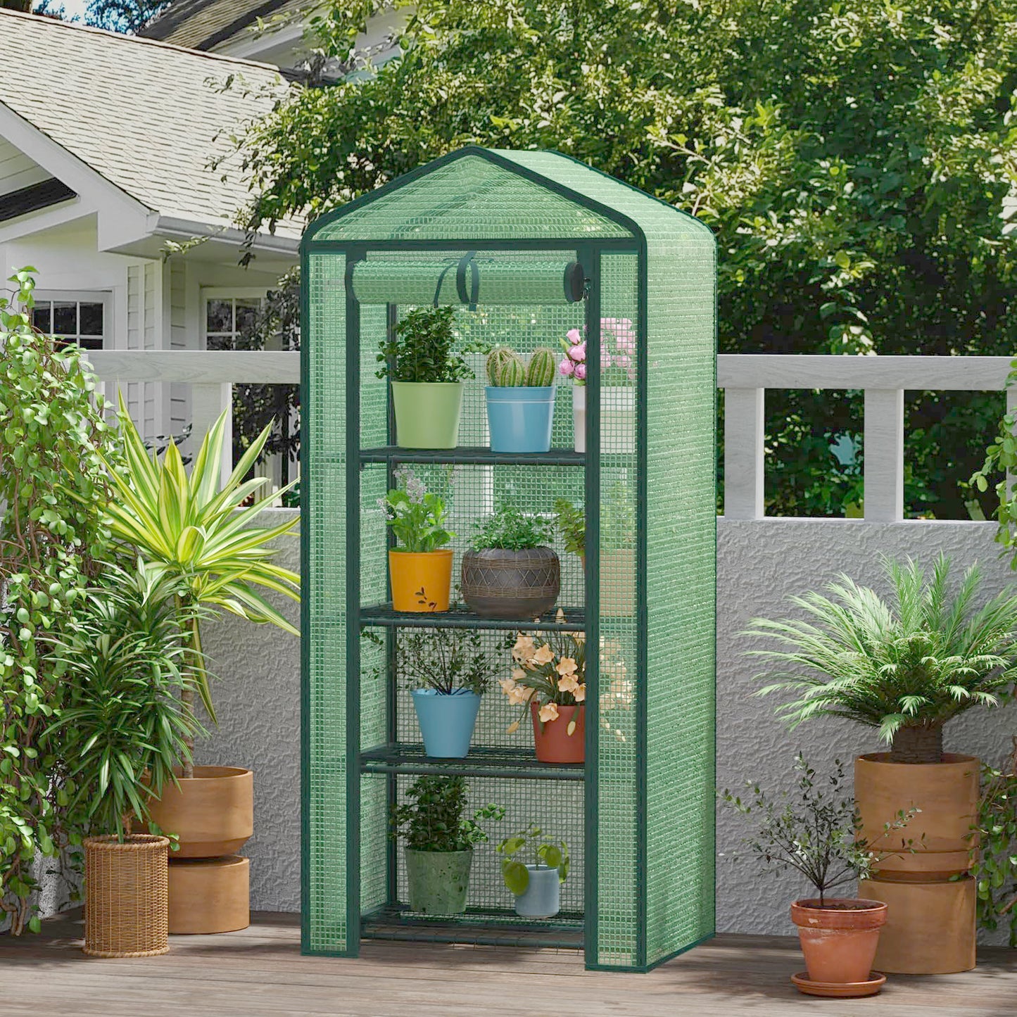 TianC beauty Greenhouse for Indoor Outdoor, Small Plastic Plant Green House 4-Tier Rack Stand Portable Greenhouses with Durable PE Cover for Seedling