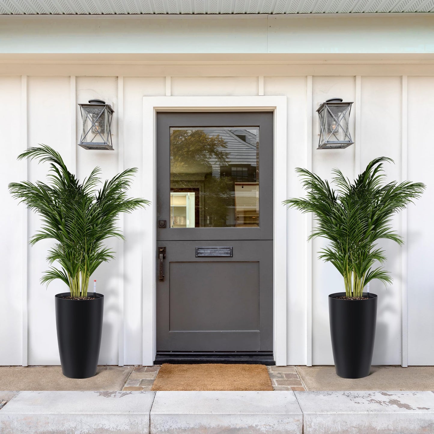 ActiveTrail 22 in Tall Planters Set of 2, Large Black Planters for Indoor & Outdoor Plants, Self Watering Pots with Water Level Monitor and Inner Bucket for Porch, Patio, Backyard