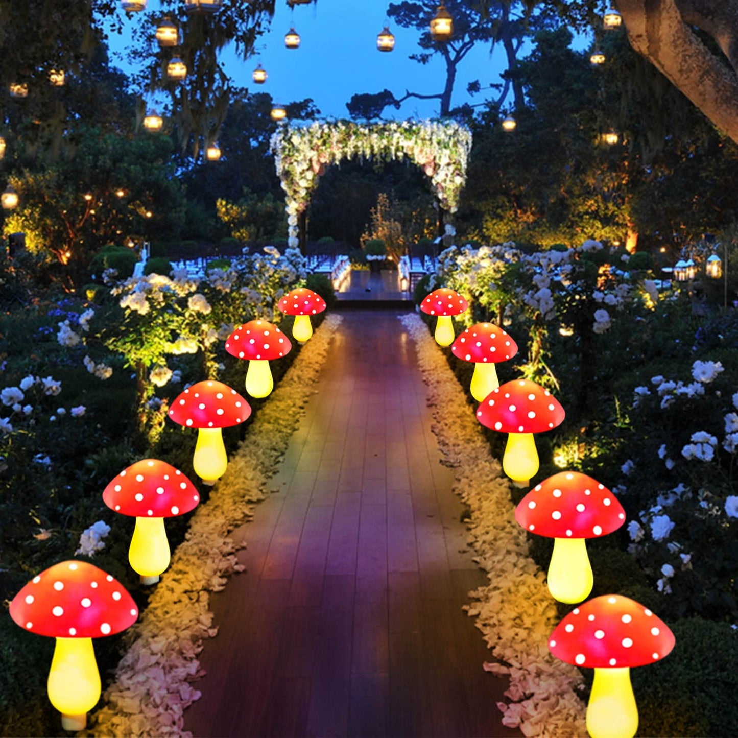 Windpnn 8-Pack Red Solar Mushroom Lamp, 8 Modes, Outdoor Waterproof, for Garden Decor, Christmas, Halloween, Yard, Lawn