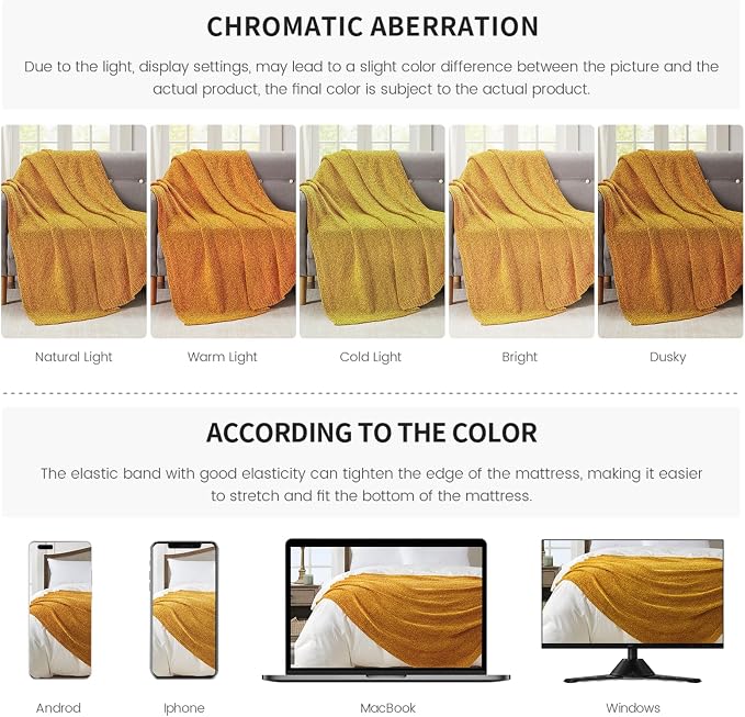 BOURINA Chenille Throw Blanket for Couch Sofa Chair Bed Home Decoration, Soft Warm Cozy Blanket for All Season(50" x 60", Yellow)
