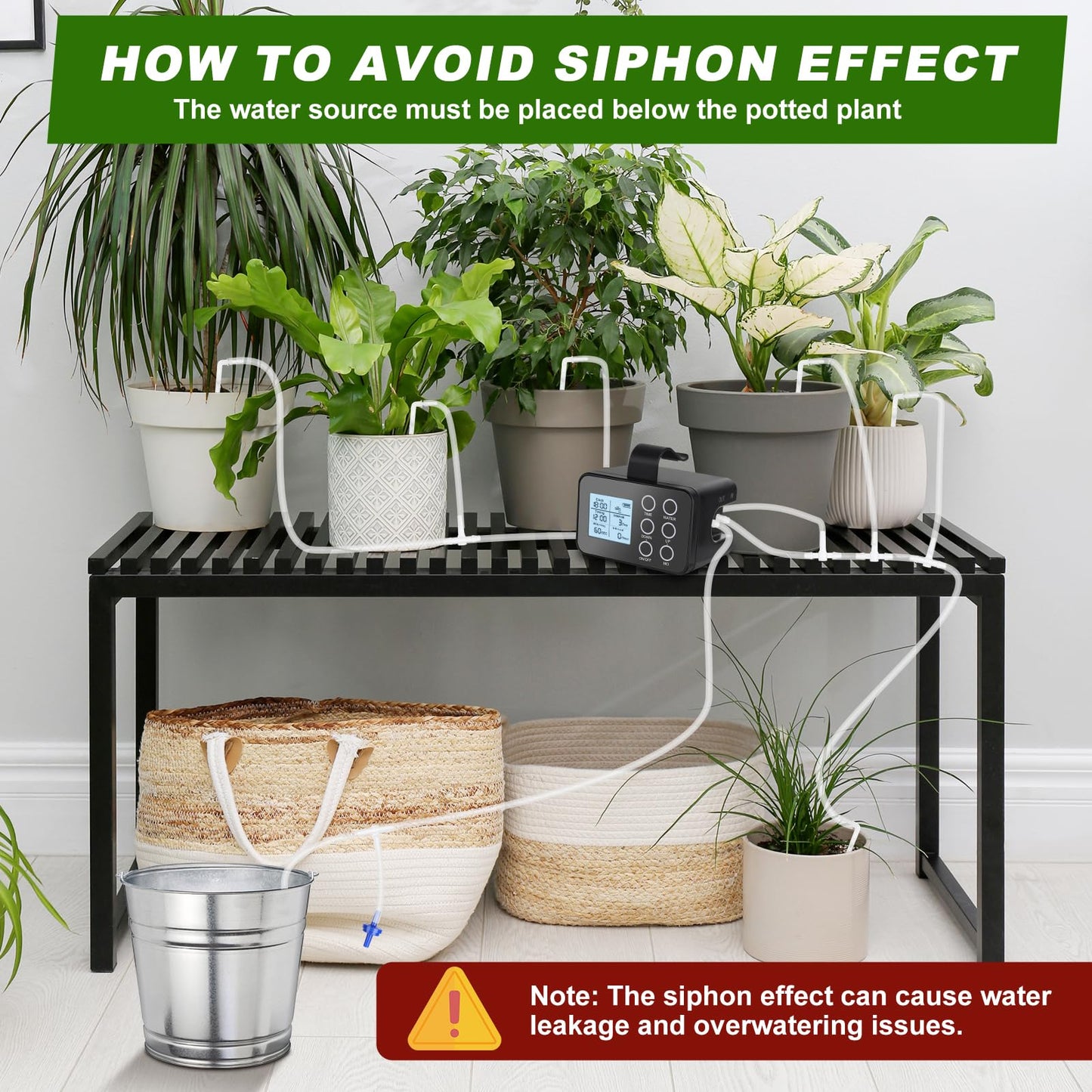 Automatic Plant Waterer Indoor: Drip Irrigation System with Large Display, Easy Programming, Vacation Plant Watering Devices for 15 Potted Plants, New Upgraded Christmas Tree Watering System