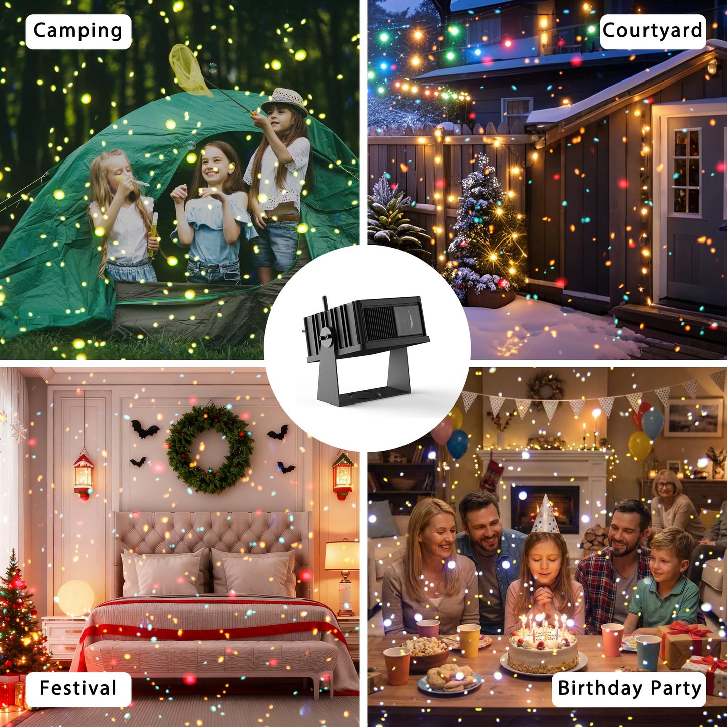 Smart Outdoor Laser Lights Projector, 7 Color Motion Star Firefly Lights Effect, Moving Dynamic RGB Lights Show Waterproof Laser Projection with App & Remote Control for Parties Home Garden Yard
