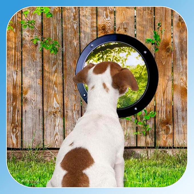 2 Pack Dog Fence Window with Air Holes Clear Pet Bubble View Dome Door Peek Small Round Window for Doggie/Cat/Horse Outside Playground Garden Diameter 12.44 Inch Deep 4.92 Inch