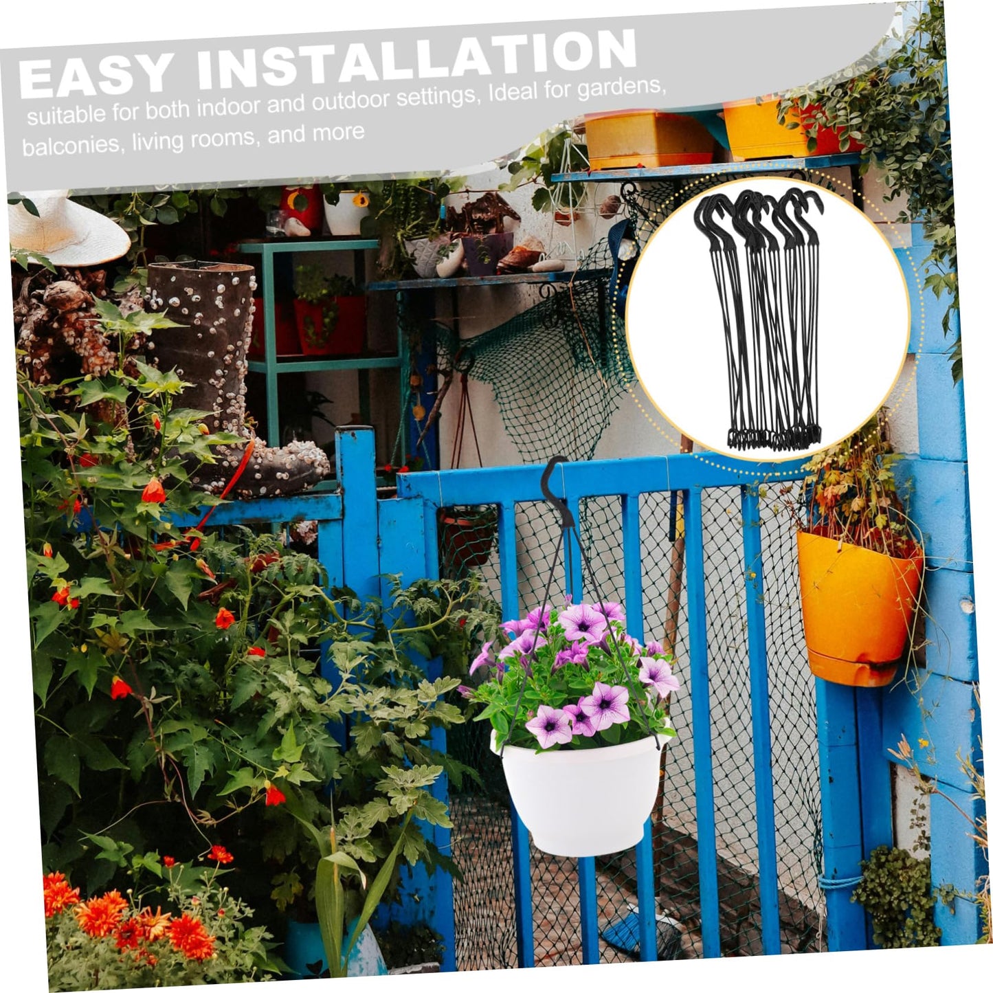 Cabilock 10pcs Plastic Hanging Hooks for Indoor and Outdoor Plant Display Flower Pot Hanger for Garden Balcony and Home Decor for Pothos