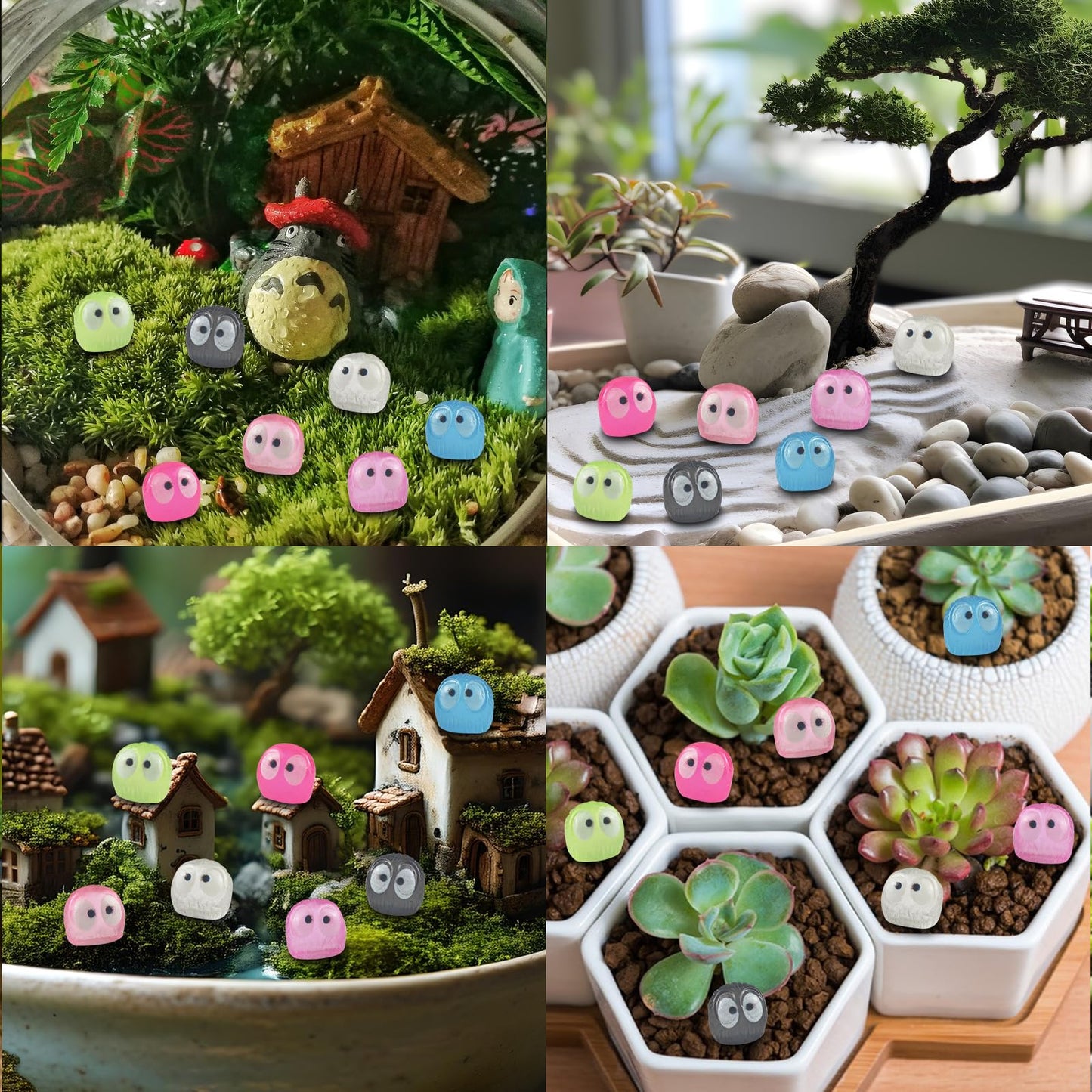WOZADU 200 PCS Luminous Mini Resin Owl Elves Figurines for Dollhouse Decoration Tiny Ghost Resin Miniature Things for Fairy Garden Micro Landscaping Decoration Cake Toppers Decor
