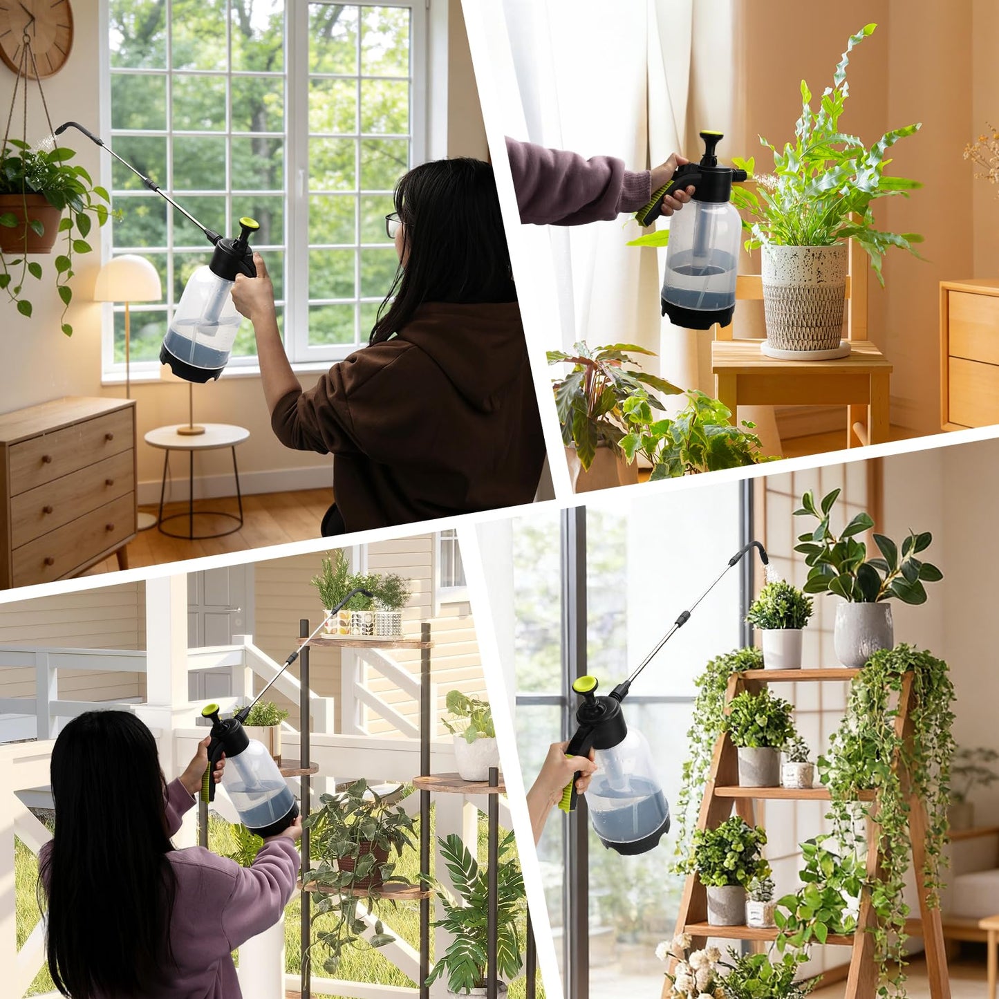 Handheld Pump Sprayer for Hanging Plants with 24.4" Long Spout, Watering Bottle Sprayer for Watering Hanging Plant Basket, Hard to Reach High Plant for Indoor or Garden 2L(0.5Gal)