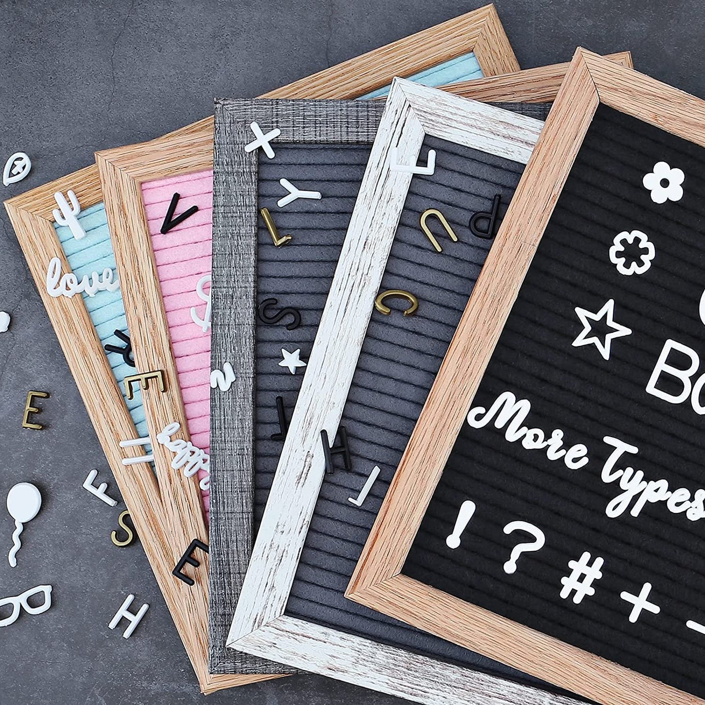 Grey Felt Letter Board - 10x10 Inch, Pre Cut 725 Letters, First Day of School, Classroom Decor, Baby Announcements