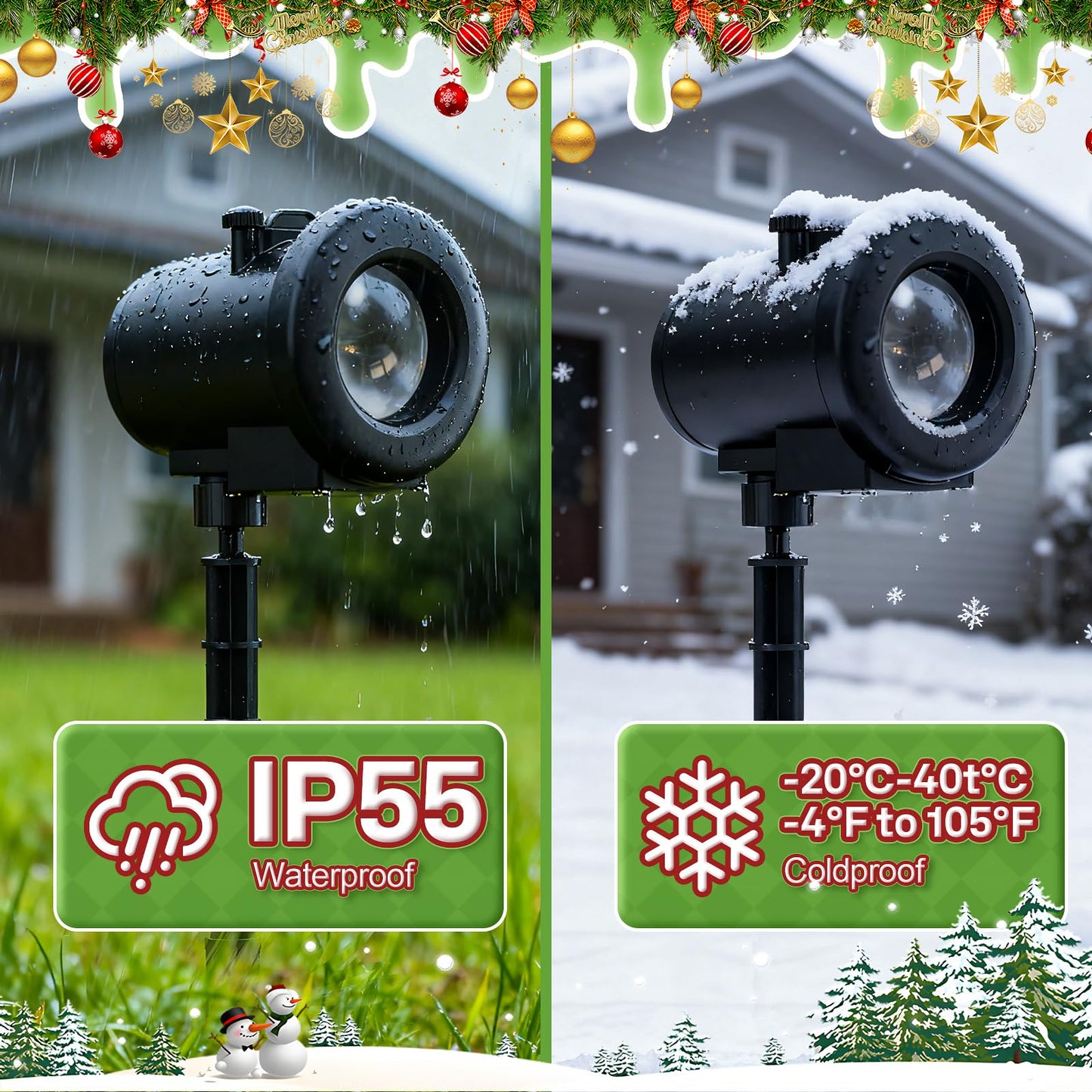 12 in 1 Christmas Projector Lights Outdoor, 3D Dynamic Santa Sleigh/Nativity/Green Monster/Ghost/Spider/Bat Christmas Decor,Night Lights for Party Home Window Wall Holiday Decor