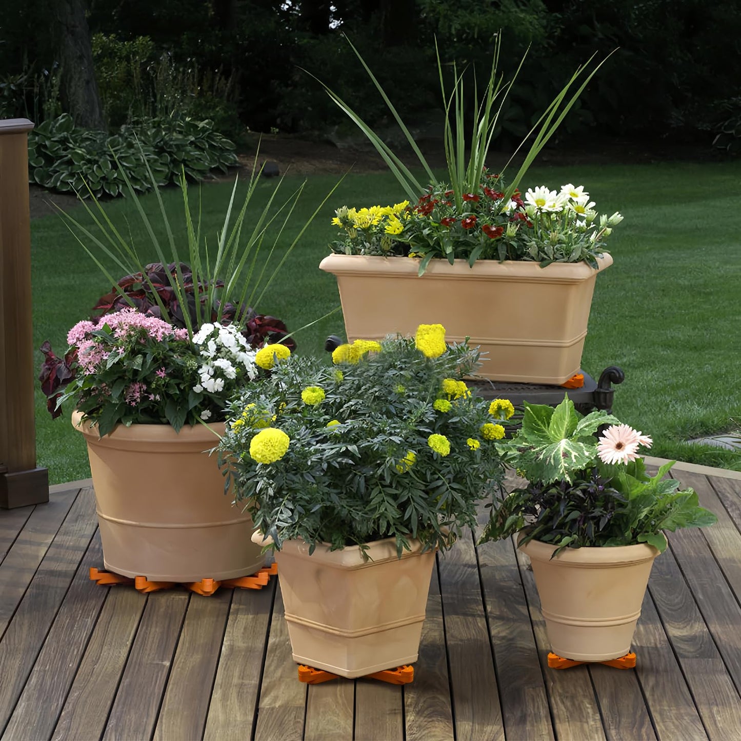 LeafLassie Plant Pot Feet for Outdoor Planters, 24PCS Invisible Flower Pot Risers Toes,Indoor Secure Compressive Environmental Triangular Lifters Supports (Large Orange)