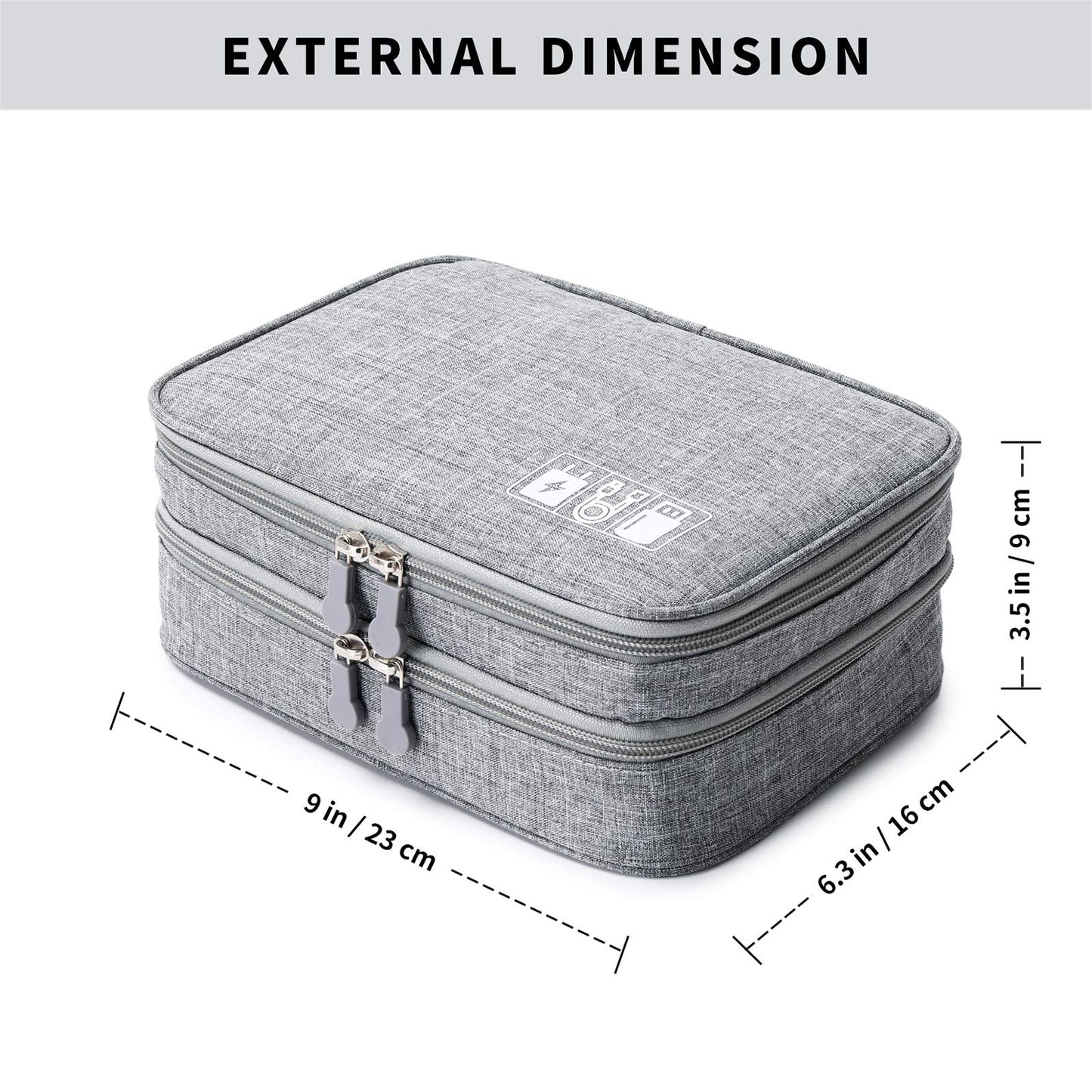 Lanola Travel Cable Organizer Bag, Electronic Accessories Case Portable Double Layer Cable Storage Bag for Cord,phone,Charger, Flash Drive, Phone, SD Card,Personal Items - (Grey)