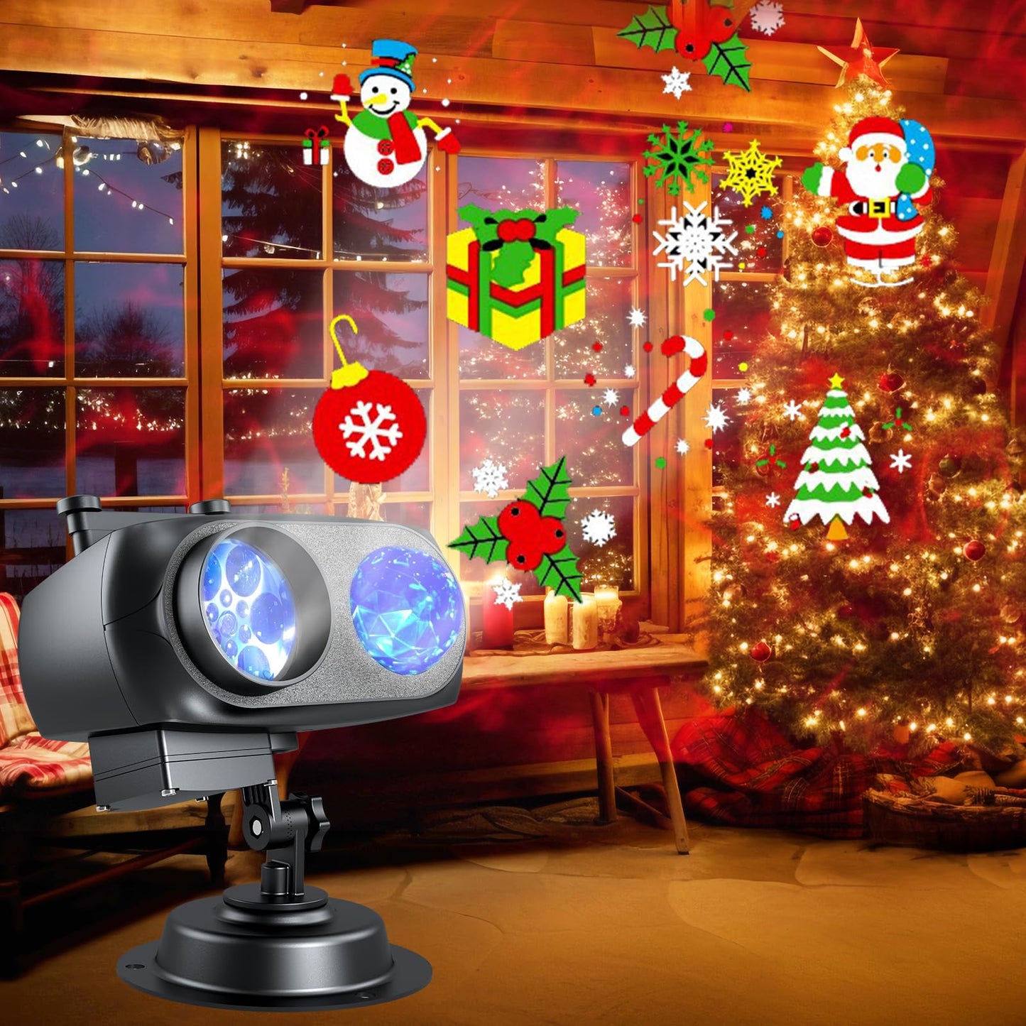 Birthday Projector Lights Outdoor - 2-in-1 HD Holiday Christmas Light Projector with Remote Control & Timer, IP65 Waterproof, Ocean Wave Effects for Yard, Garden, House Decorations