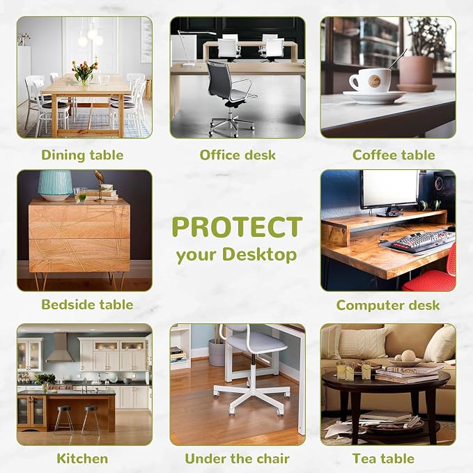 12 x 28 Inch Clear Table Cover Protector, Clear Desk Mat, Clear Table Protector, 1.5mm Plastic Table Cover, Vinyl Table Protector, Desk Mats on Top of Desks