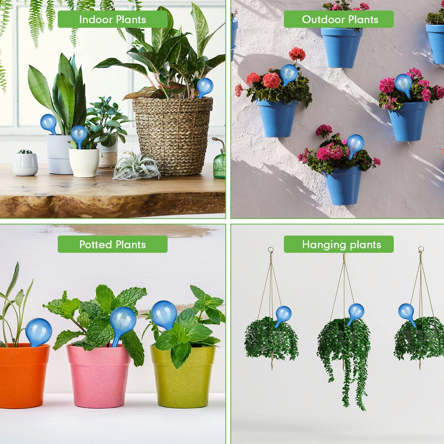 Pinkunn 36 Pcs Plant Watering Globes Plastic Self Watering Bulbs Automatic Plant Watering Devices Self Watering Planter Insert Small Plant Waterer for Garden Indoor and Outdoor Plants Flowers (Blue)