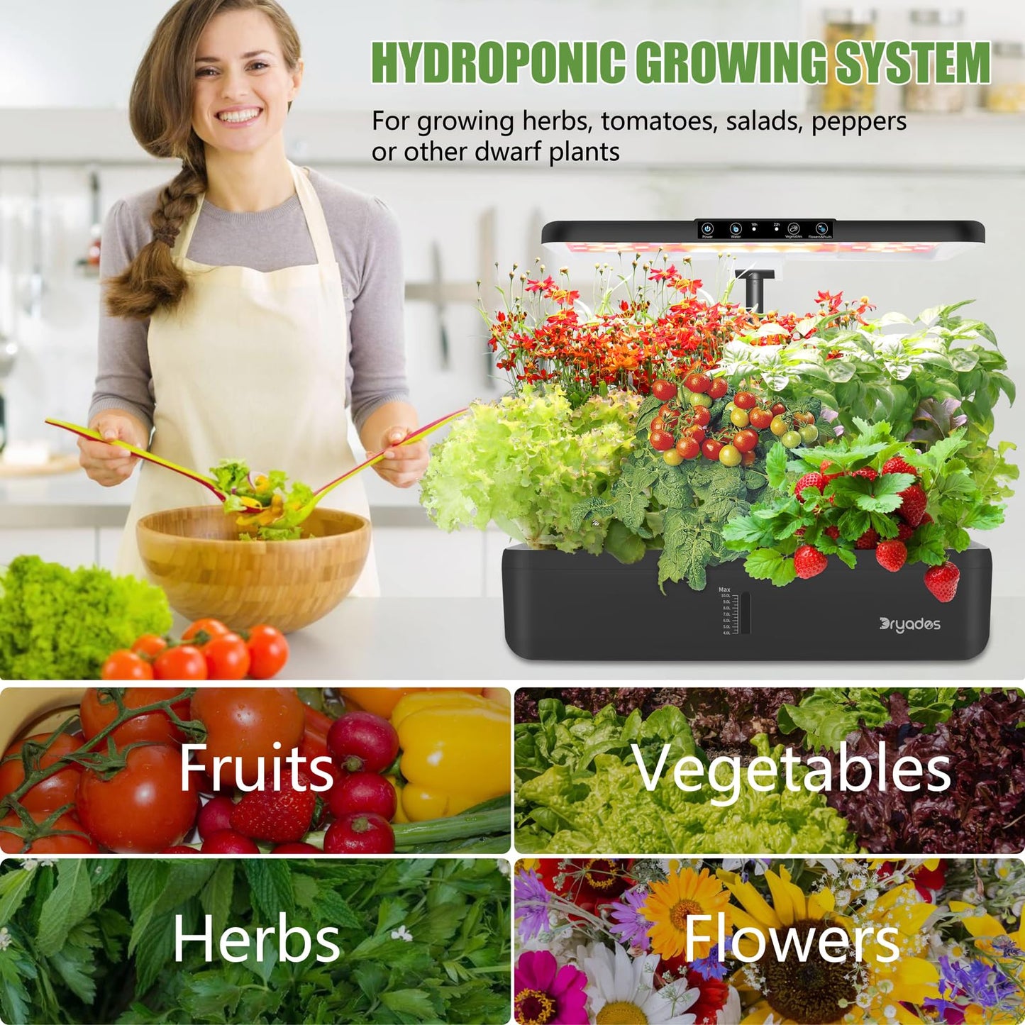 Hydroponics Growing System Indoor Garden - DRYADES Herbs Garden Kit Indoor with LED Grow Light Grow Anything Plants Germination Kit (No Seeds) Harvest Vegetable Lettuce for Home Kitchen (44 Pods)