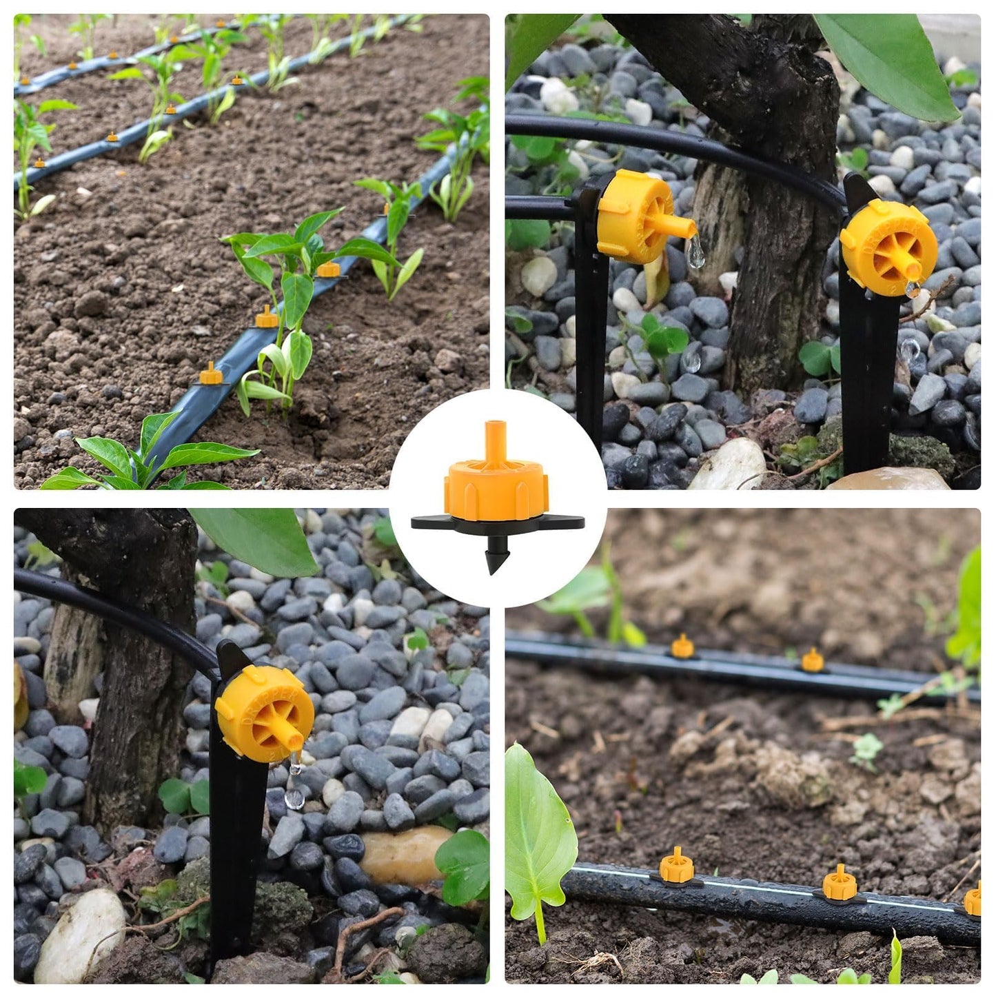 Kalolary 200PCS Drip Irrigation Emitters Drip Emitter for 1/4 Drip Irrigation Tubing Pressure Compensating Dripper Emitters System Drip Tip Constant Flow Drip System Part for Garden Supplies (1/2 GPH)
