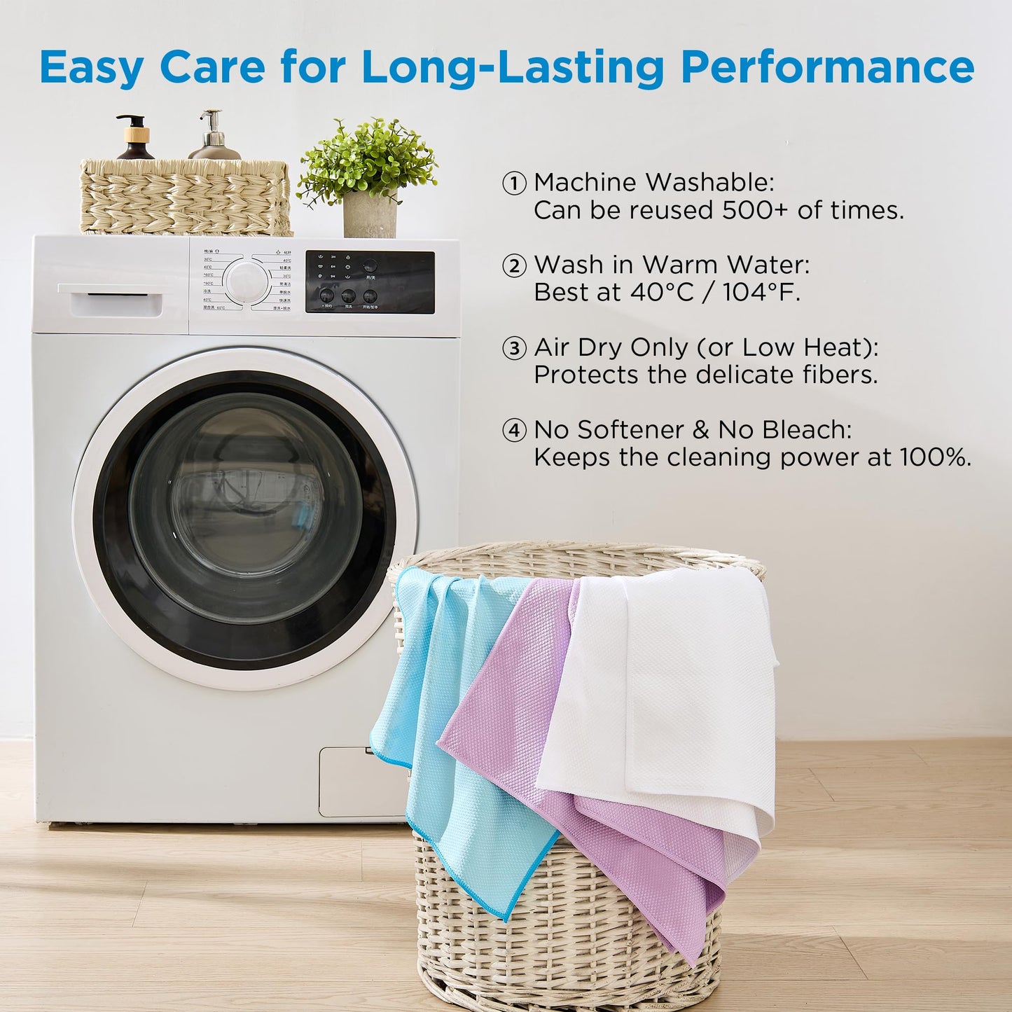 Tekswip Microfiber Glass Cleaning Cloth 6 Pack, 15.5x15.5 Inch Magic Cleaning Rags, Lint Free Streak Free Reusable Towels for Windows, Mirrors, Cars, Screens, Kitchen and Stainless Steel Surface
