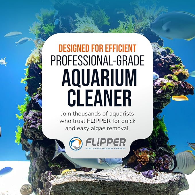 Flipper Edge 2-in-1 Scrubber Scraper Floating Magnetic Fish Tank Aquarium Cleaner with Dual Blades - Efficient Glass & Acrylic Aquarium Cleaning Tools (Standard)