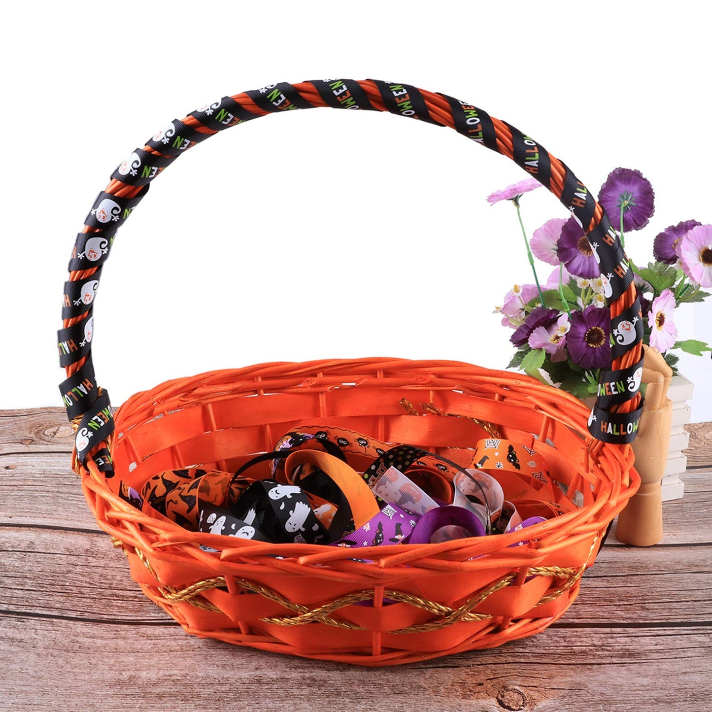 30yards Halloween Grosgrain Ribbon Wired Fabric Ribbon Bats Spiders Web Printed 1 Inch Grosgrain Ribbons Crafts Gift Wrapping Holiday Ribbons for DIY Bows Wreath Crafts