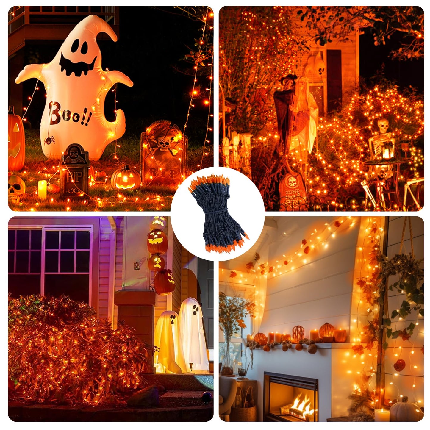 ILLUMINEW Orange Halloween Lights, 2 Pack 98ft 150 Count String Lights, Plug-in Waterproof Fall Lights for Spooky Halloween Yard Party Decor (Orange, 150 Count - 2 Pack)