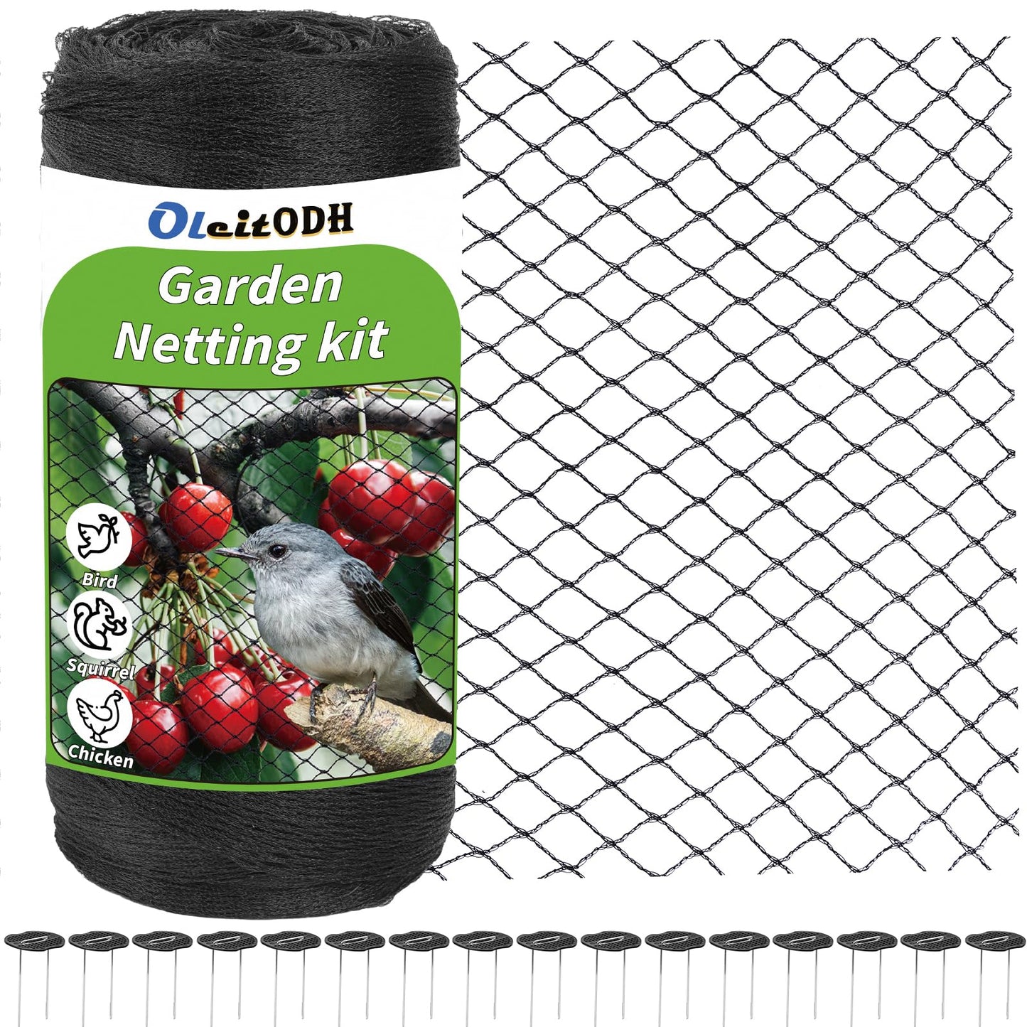 Garden Mesh Netting 28x30 FT - Heavy Duty Bird Net, Mesh Pest Barrier Reusable Ultra Fine Deer Fence Netting Crops Row Cover Raised Bed Protect Fruits Flower Vegetables from Bird Deer Squirrel