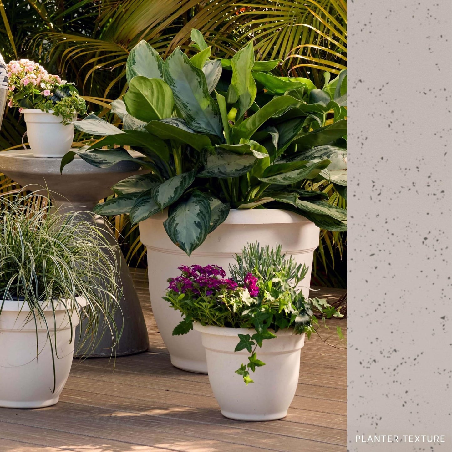 Bloem Ariana 12" Self-Watering Plastic Planter - Rolled Rim Indoor/Outdoor Garden Pot, Vanilla Bean, 2-Pack