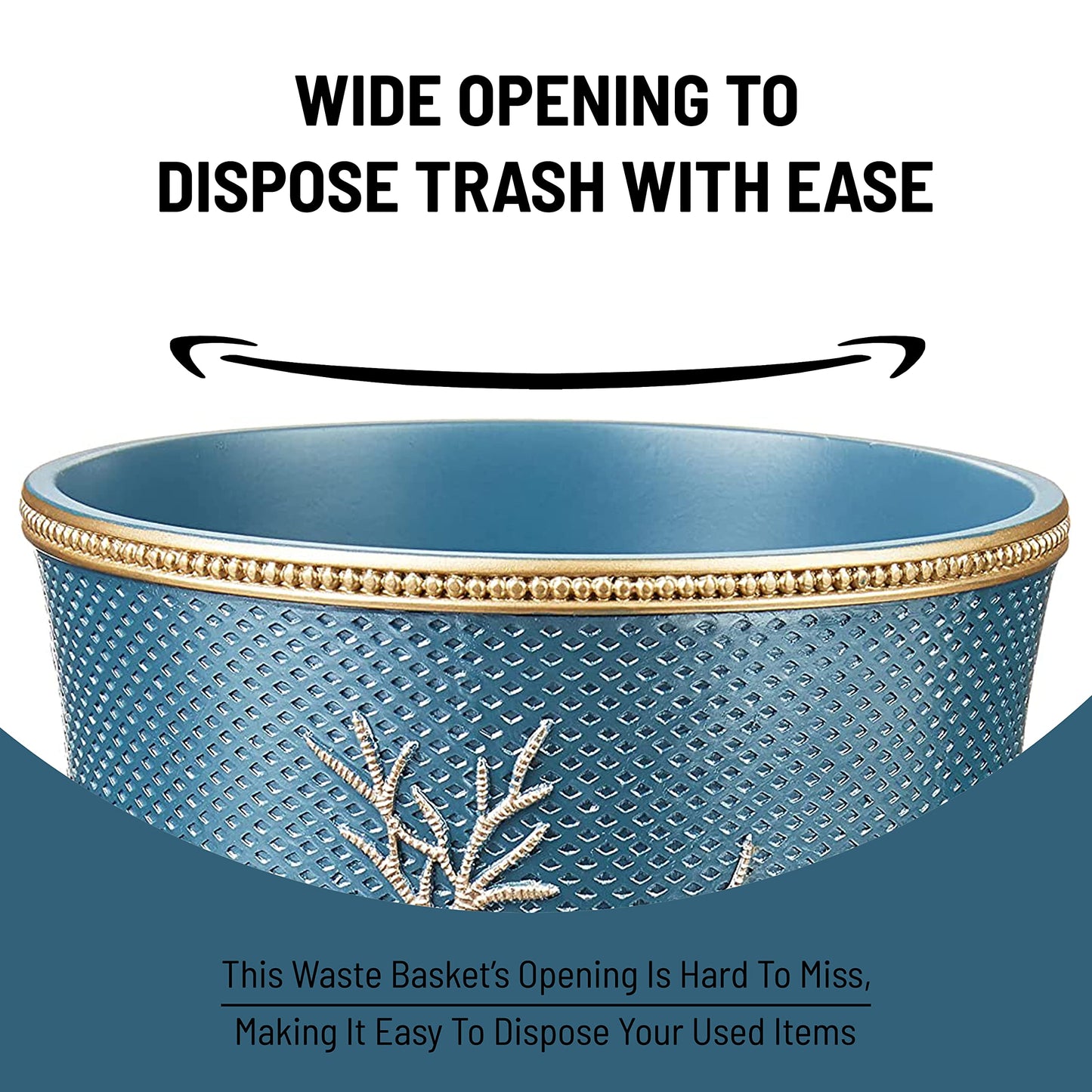 Zahari Home Decorative Trash Can for Bathroom, Office & Bedroom - 2.1 Gallons Stylish & Small Trash Can for Dorms, Desktop & Restroom - Chic Waste Basket for Compact Spaces, Capri
